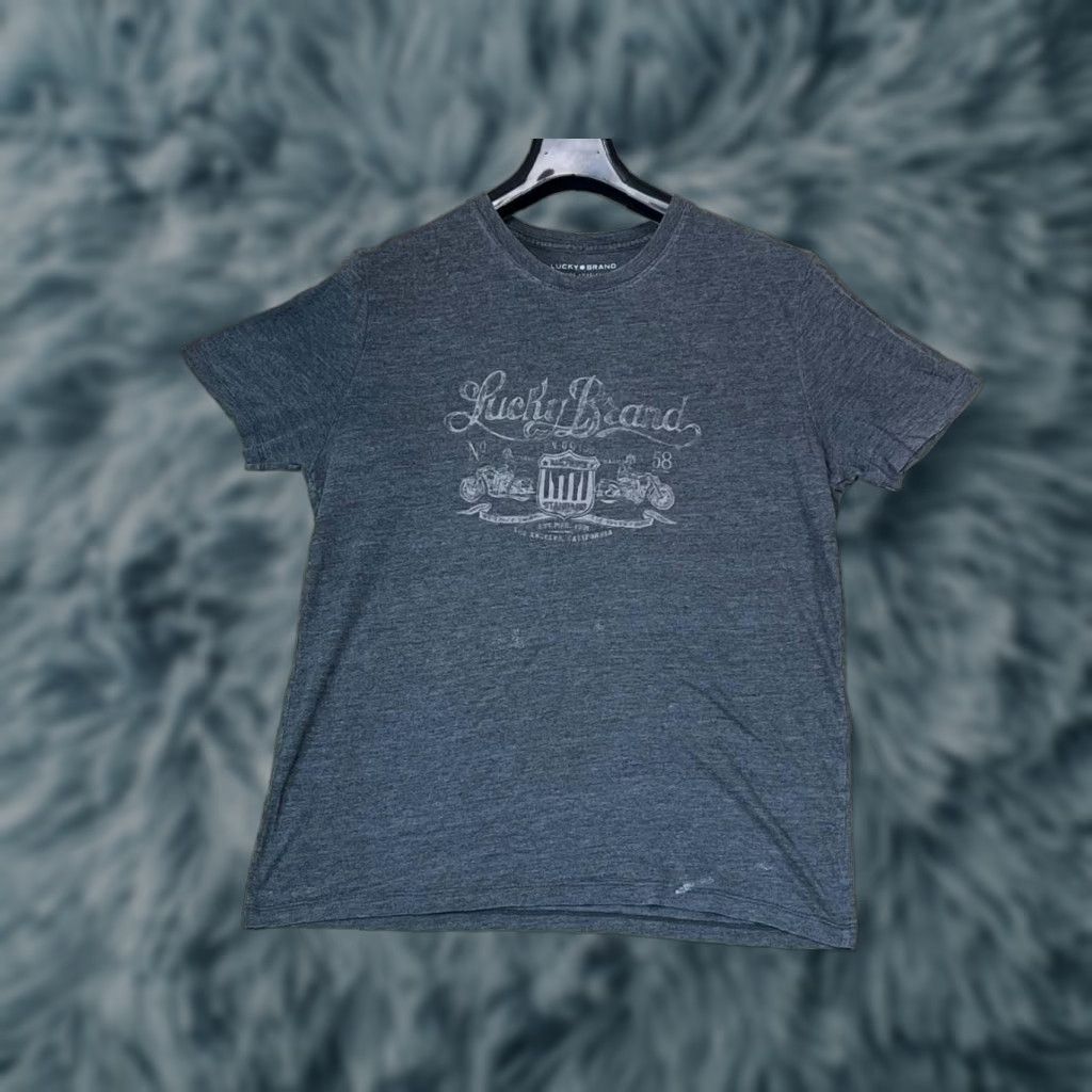 Lucky Brand Lucky Brand Gray Short Sleeve Crew Neck Motorcycle T-Shirt Men M Graphic Print Logo Crew Neck Breathable Lightweight Vintage No Size US M / EU 48-50 / 2 - 1 Thumbnail