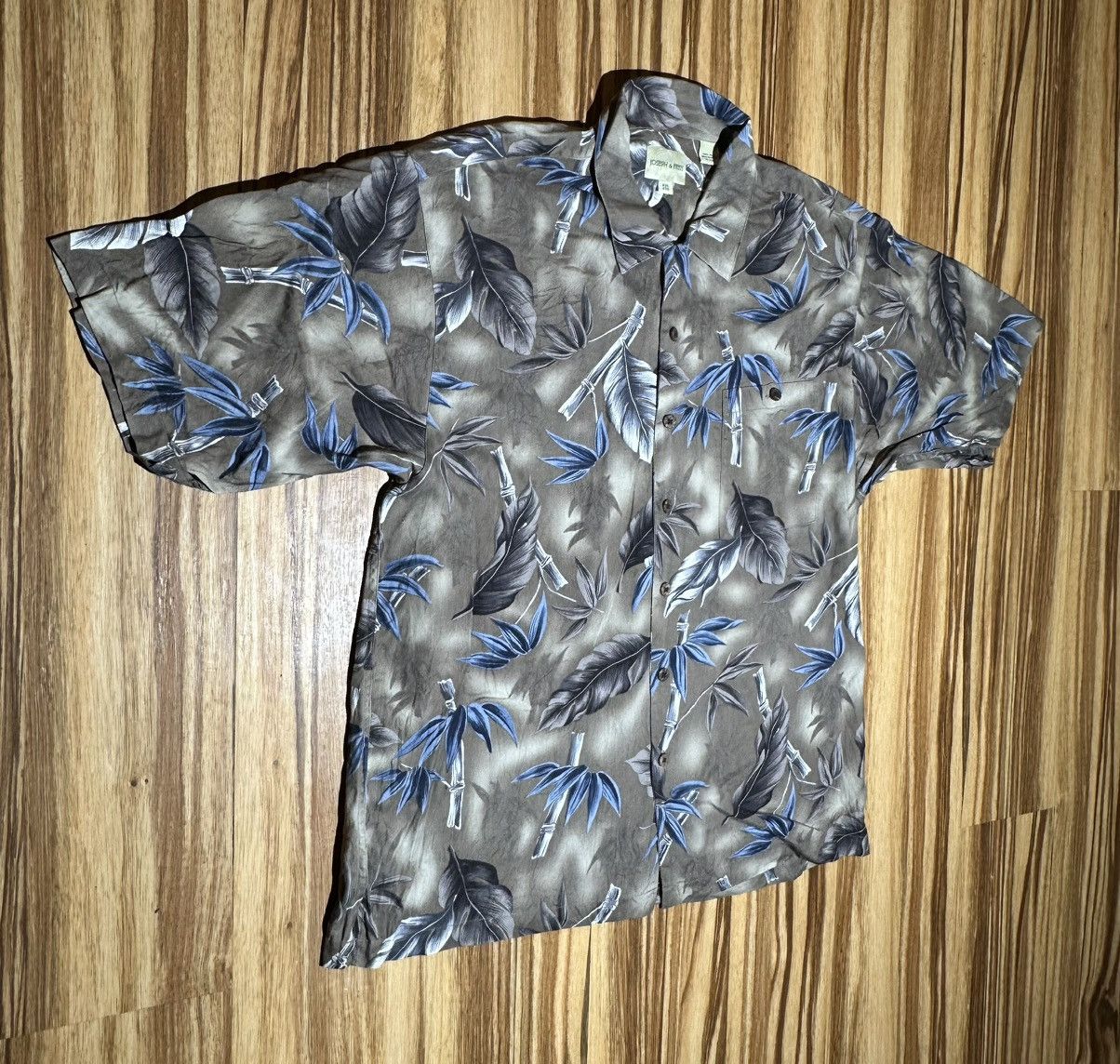 Joseph & Feiss Joseph & Feiss Gray and Blue Hawaiian Print Silk Shirt Size US XXL / EU 58 / 5 - 2 Thumbnail