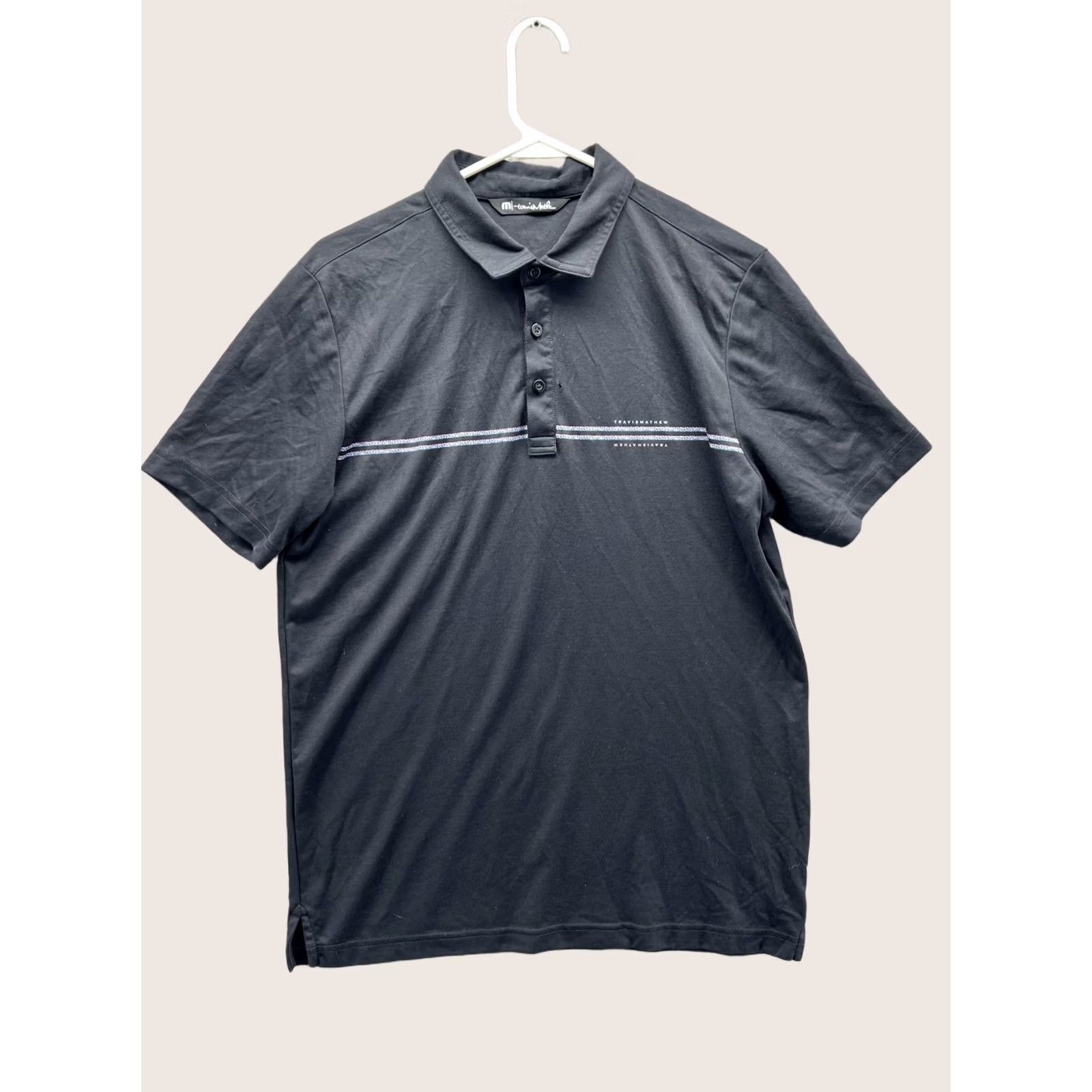 TravisMathew TravisMathew Polo Shirt Mens M Black Stripe Golf Casual Short Sleeve Shirt Mens Black Stripe Polo Shirt Size US M / EU 48-50 / 2 - 1 Thumbnail