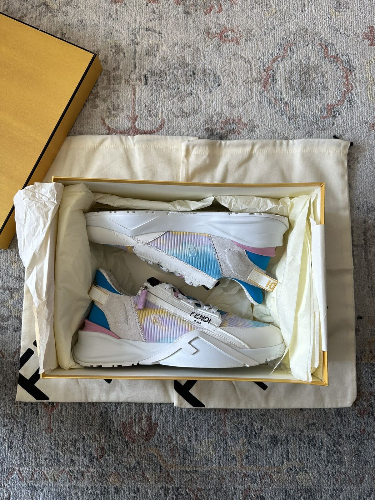 Fendi FENDI Flow Fabric Light Blue Purple Low Top Sneakers Size US 9 / EU 42 - 10 Thumbnail