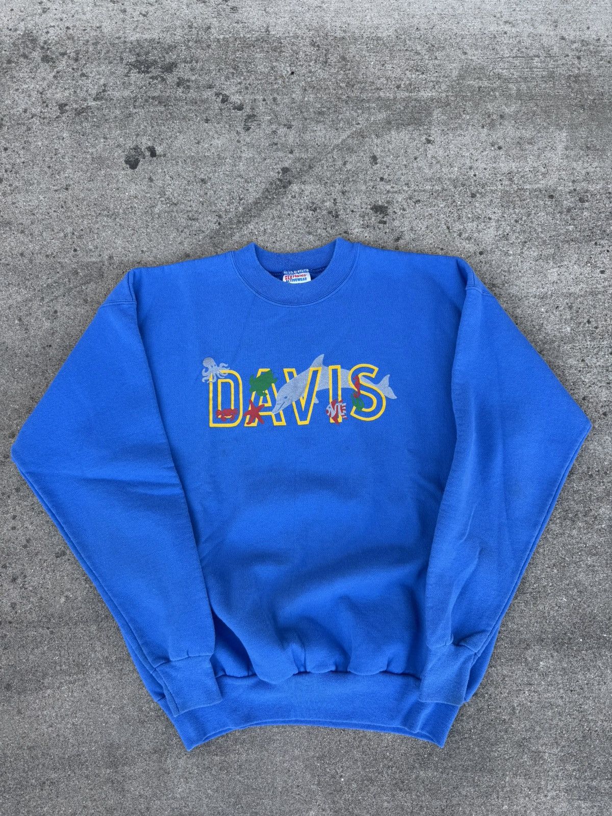 Vintage Vintage Davis Dolphins Sweatshirt Blue Hanes 90s Large Size US L / EU 52-54 / 3 - 1 Thumbnail