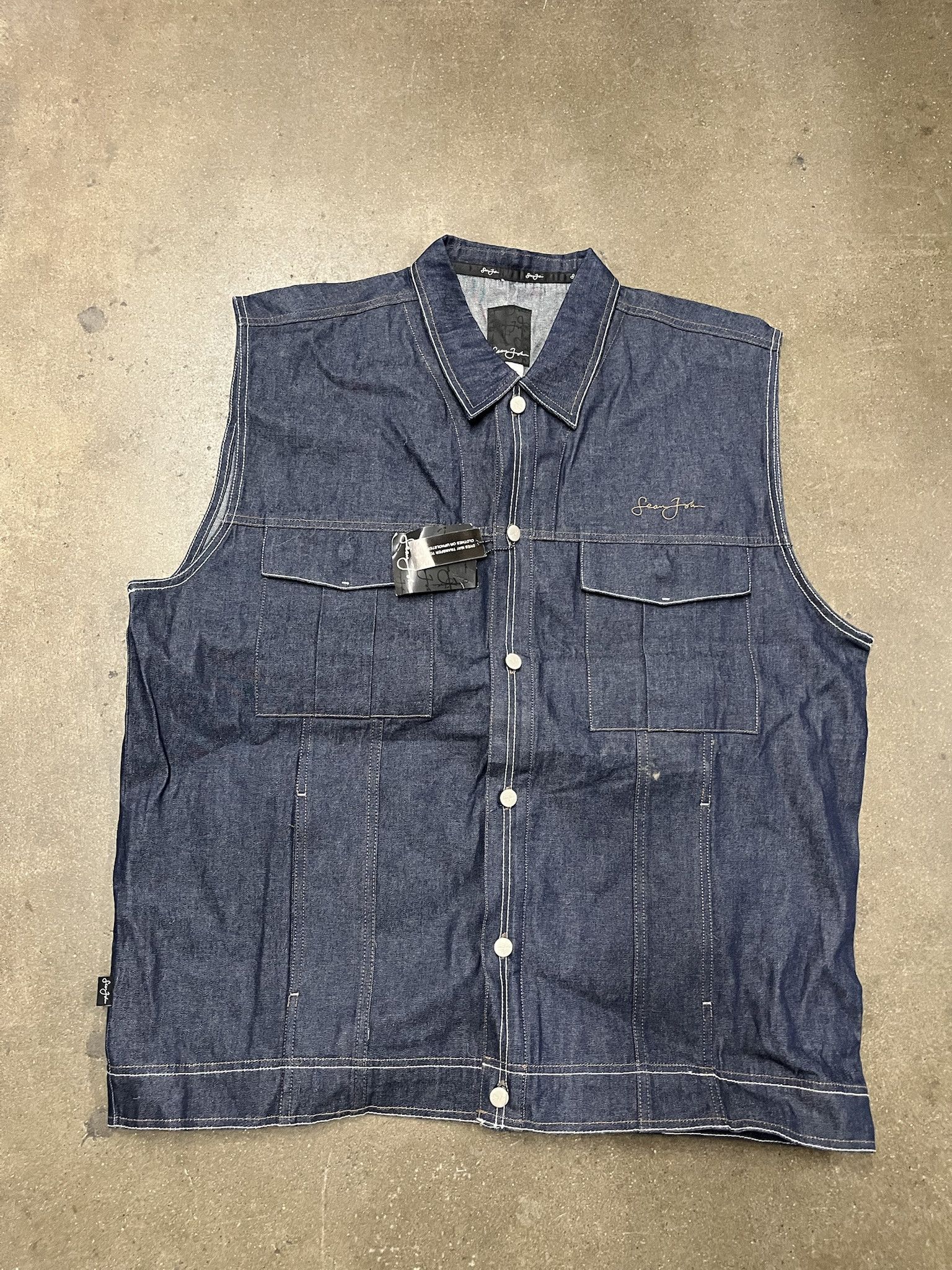 Sean John × Vintage Vintage Deadstock NWT Sean John 2000s Denim Vest Size 3XL Size US XXL / EU 58 / 5 - 1 Thumbnail