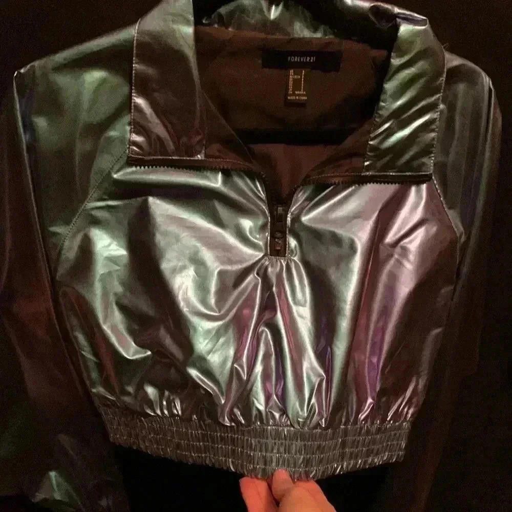 Designer Iridescent Cropped Jacket Size ONE SIZE - 6 Thumbnail