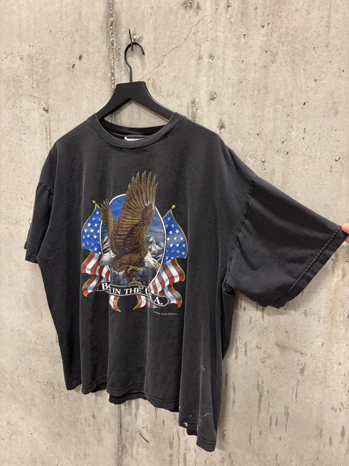 Vintage Vintage Born In The USA Shirt Faded Distress Grunge Biker Size US XXL / EU 58 / 5 - 2 Thumbnail