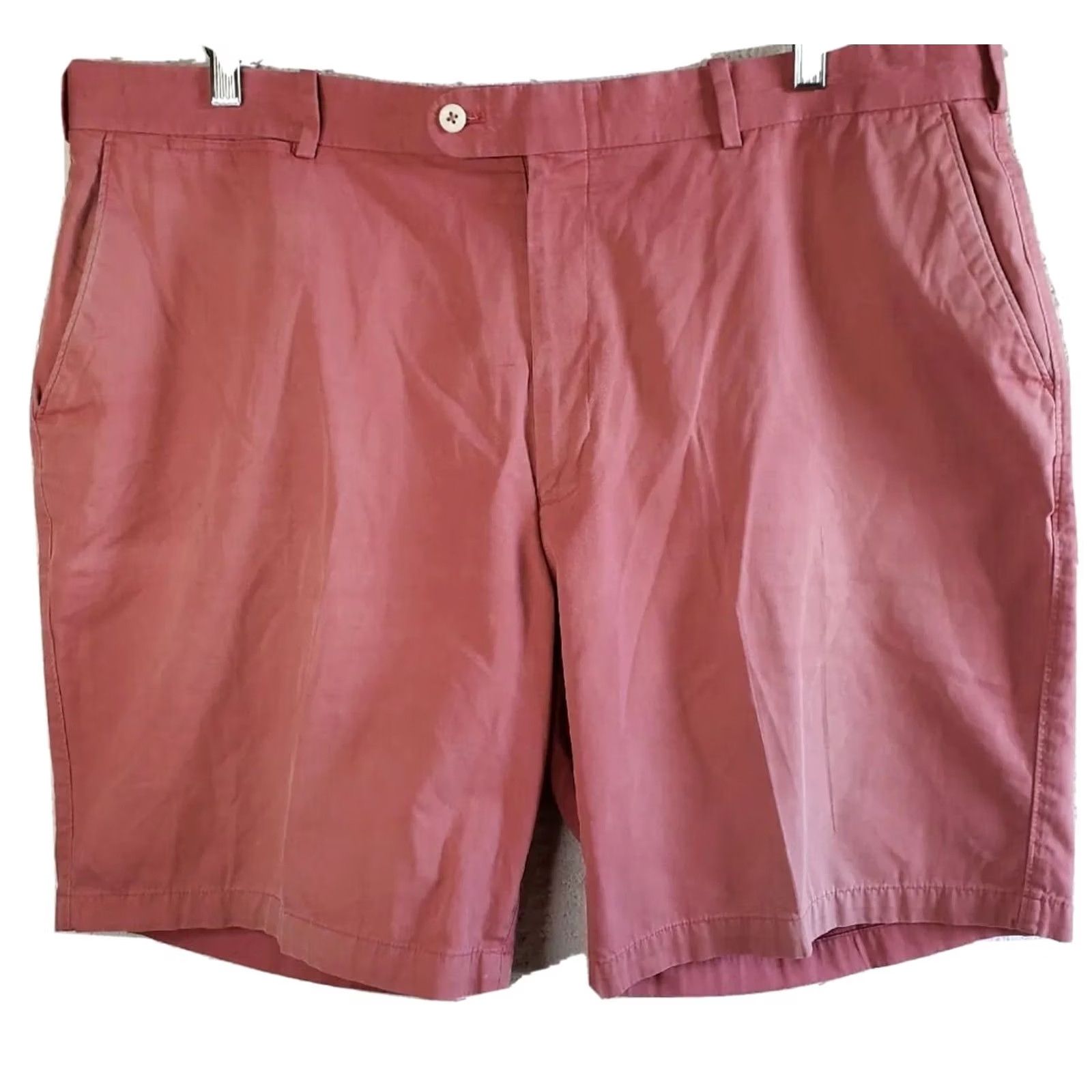 Vintage Bullock&Jones Shorts Men's Pink Flat Front 42 Bermuda Lightweight Twill Zip Pocket Beach City Casual Regular 8.25in Inseam Mens Size US 42 / EU 58 - 2 Thumbnail