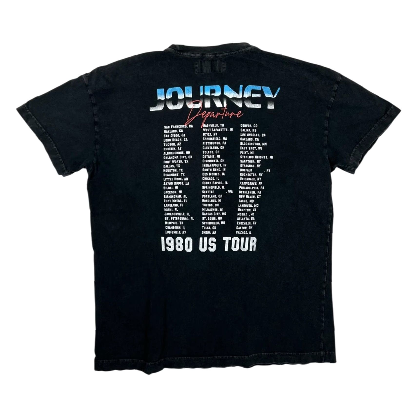 Abercrombie & Fitch VINTAGE Abercrombie & Fitch Journey Departure T-Shirt Mens Large Black 1980 US Tour Size US L / EU 52-54 / 3 - 3 Thumbnail