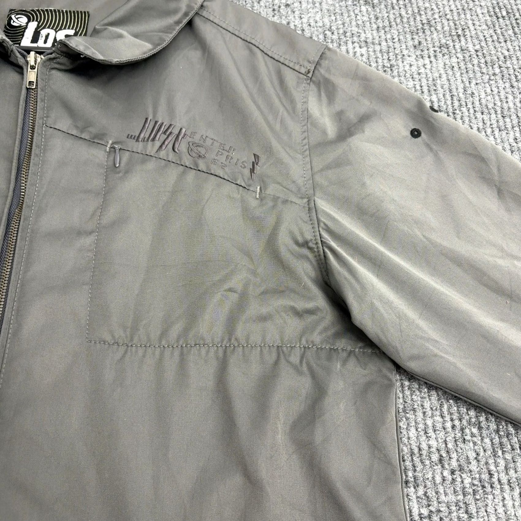 Logo 7 VINTAGE Lost Enterprises Jacket Mens XL Grey Full Zip Embroidered Logo Workwear Surf Size US XL / EU 56 / 4 - 3 Thumbnail