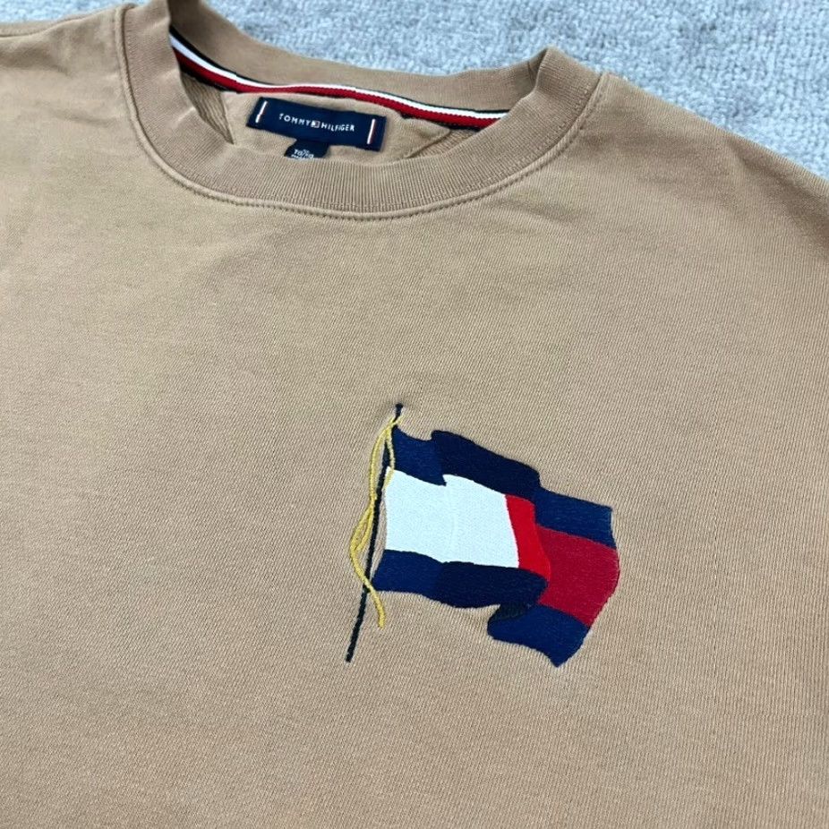 Tommy Hilfiger Tommy Hilfiger Sweatshirt Men XL Waving Flag Logo Crewneck Organic Cotton Casual Size US XL / EU 56 / 4 - 2 Thumbnail