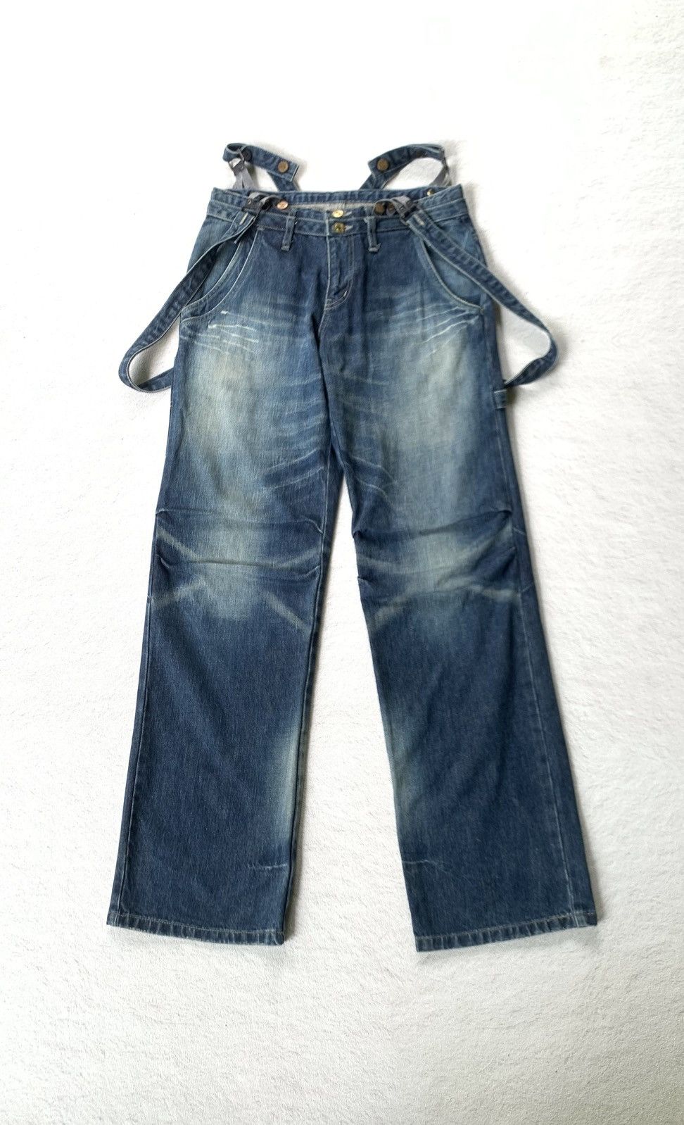PPFM 2000s PPFM Suspender Carpenter Denim Pants Size US 31 - 1 Thumbnail