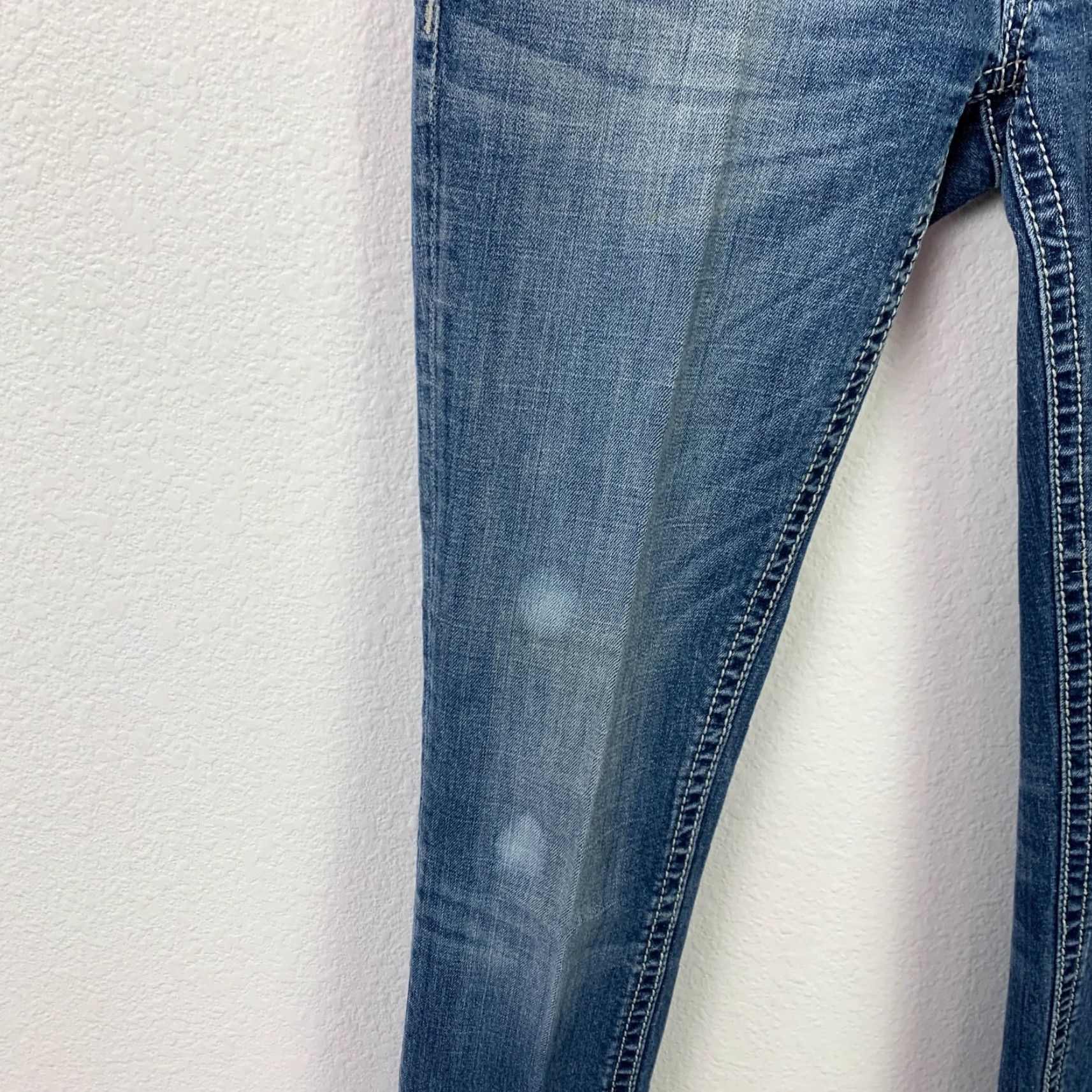 Express VINTAGE ReRock Jeans Express Rerock Skinny 6 Tall Blue Denim 5-Pocket Design Womens Jeans Long Rise Low 6L Size 29" - 2 Thumbnail