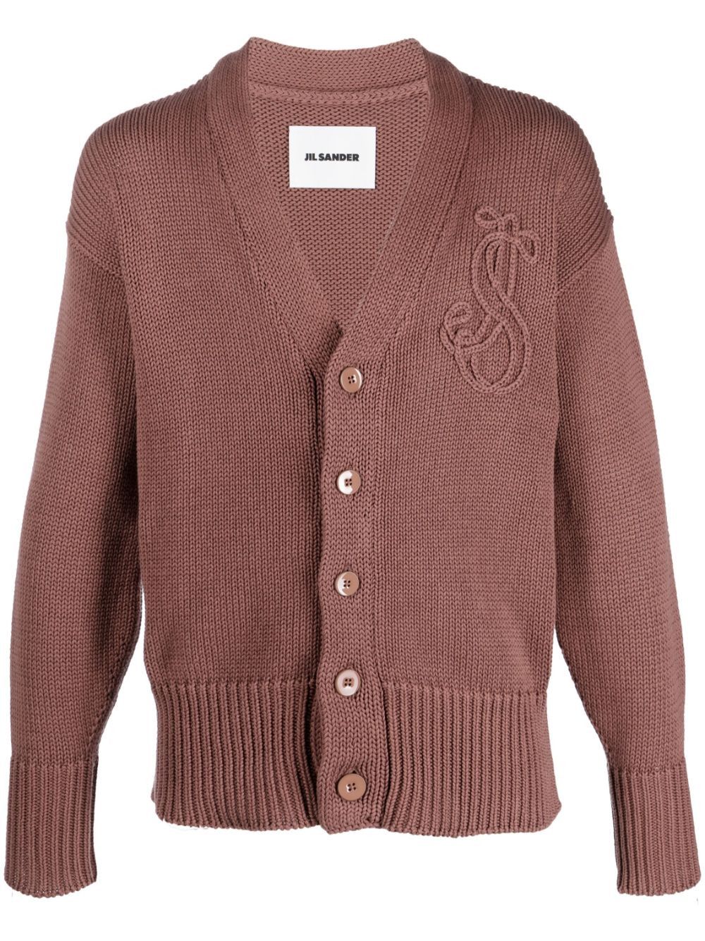o1y1124 Embroidered-Logo Cotton Cardigan in Mauve