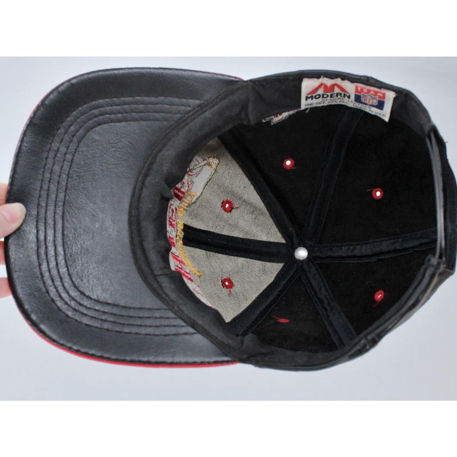 Vintage KC Chiefs Cap Mens Leather Baseball Hat One Size NFL Black VTG Kansas City Cap Mens} Size ONE SIZE - 3 Thumbnail