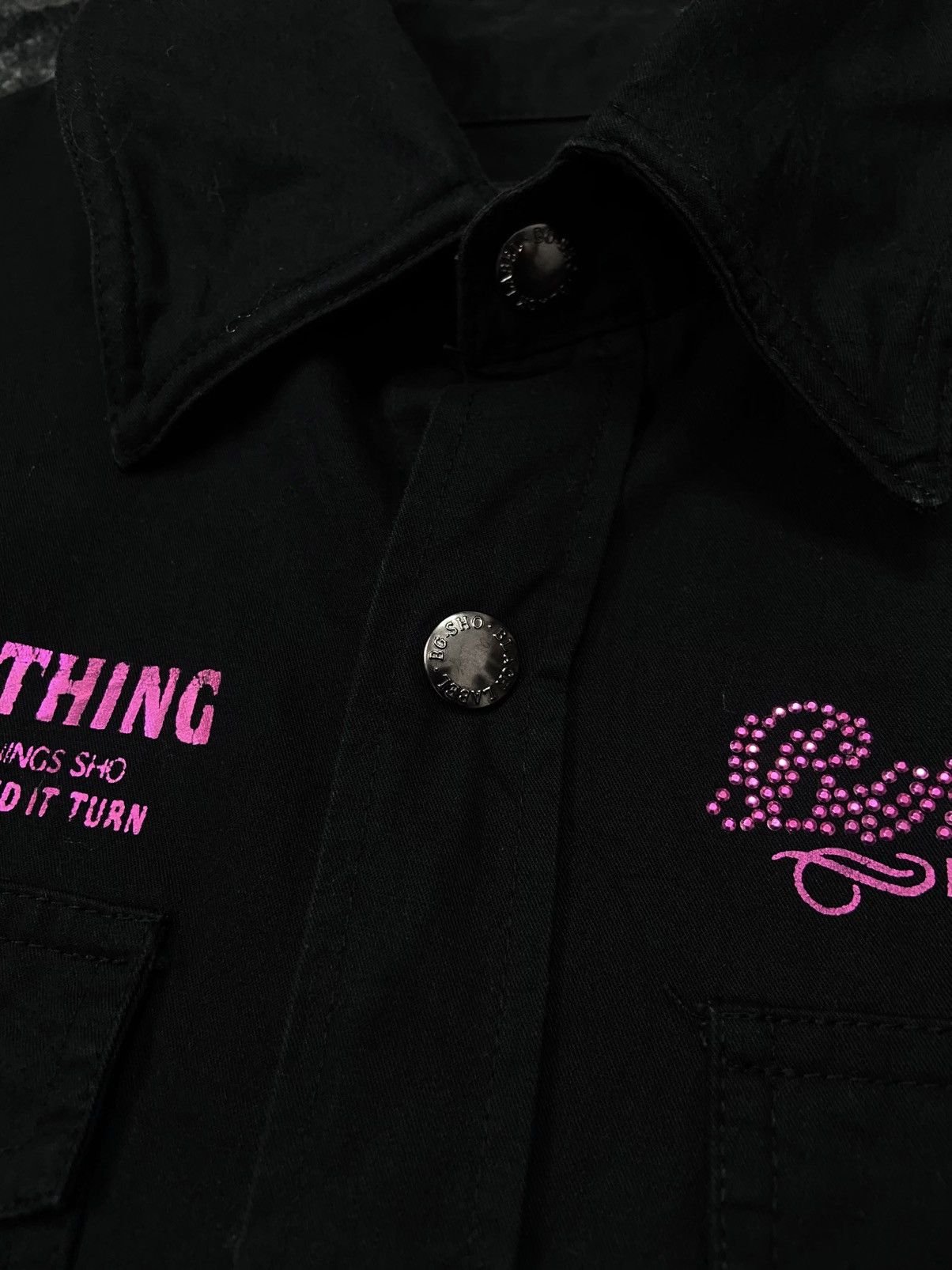 BERNINGS SHO Bernings Sho Rhinestone Skull Shirt Wired Collar Japan Rock Size L / US 10 / IT 46 - 9 Thumbnail