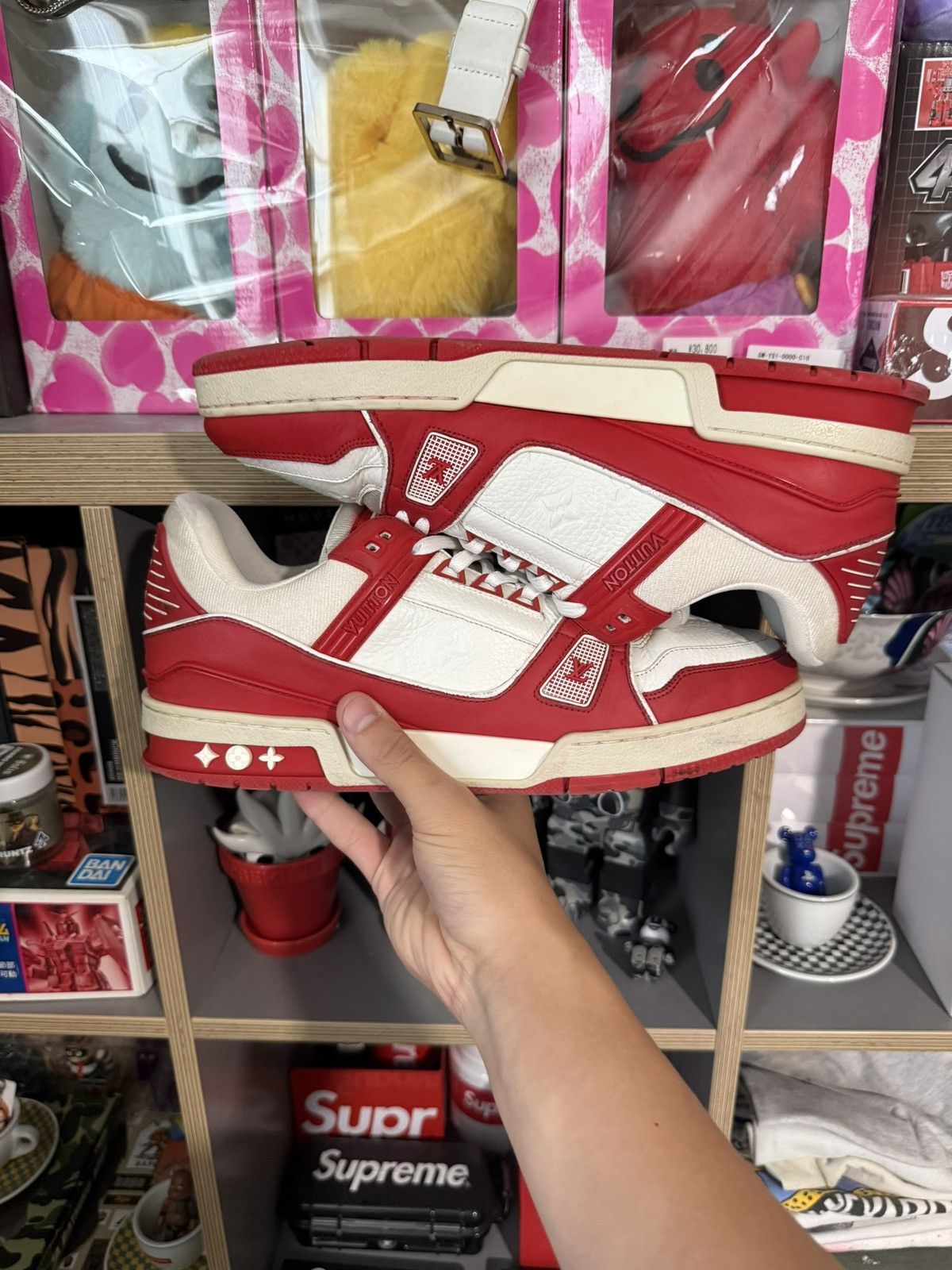Louis Vuitton Louis Vuitton Red/White Trainer Sneakers Size US 10.5 / EU 43-44 - 5 Thumbnail