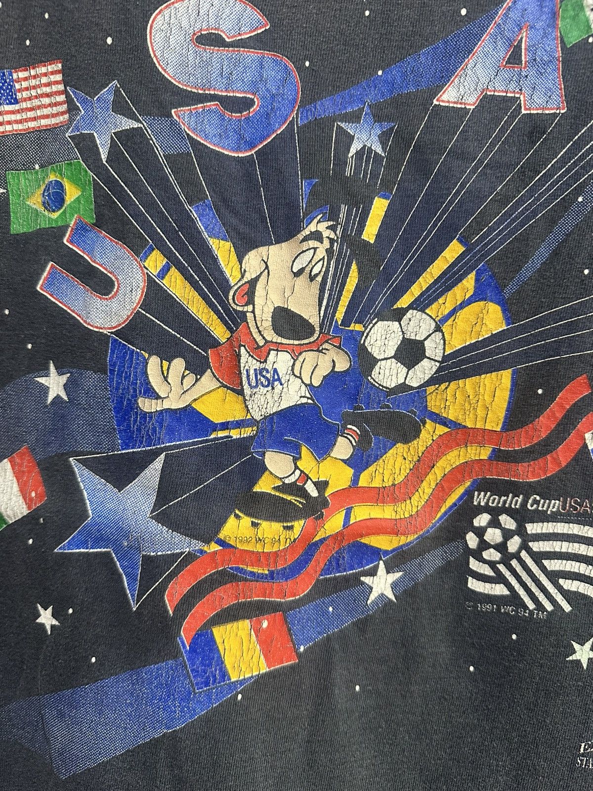 American Trench Thrashed Vintage 90s America World Cup Faded Tee Size US XL / EU 56 / 4 - 4 Thumbnail