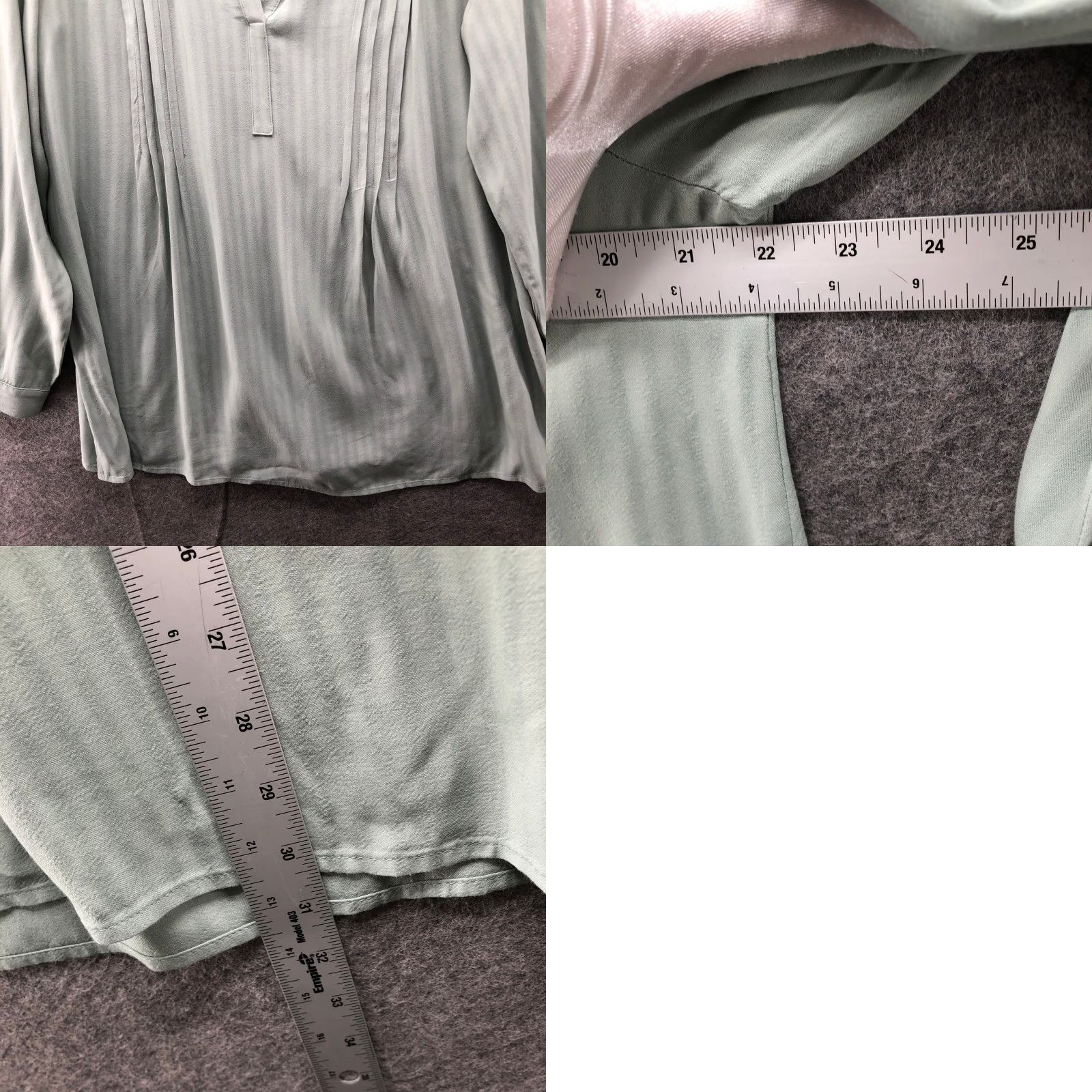 J. Jill J Jill Pintuck Pleat Tunic Blouse Womens M Sage Green Long Sleeve Split Neck V-Neck Relaxed Fit Size M / US 6-8 / IT 42-44 - 8 Thumbnail