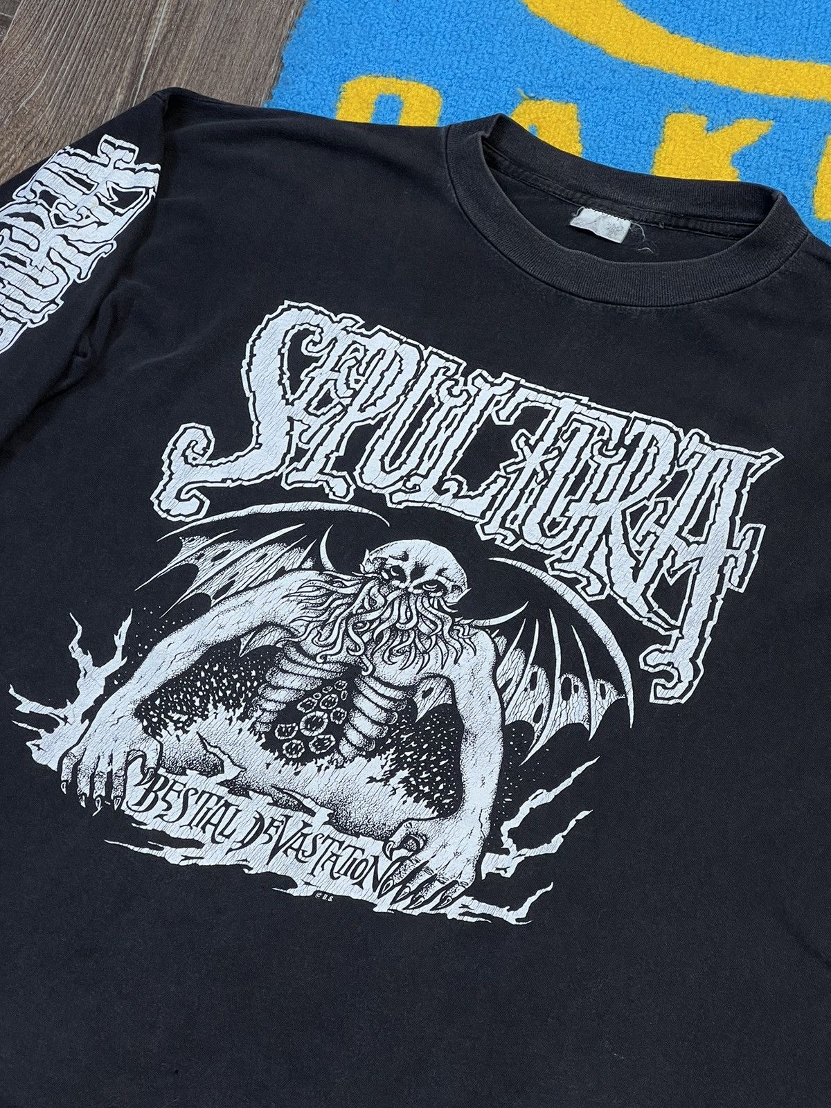 Band Tees 1992 Vintage Sepultura Bestial Devastation Long Sleeve Shirt Size US XL / EU 56 / 4 - 6 Thumbnail
