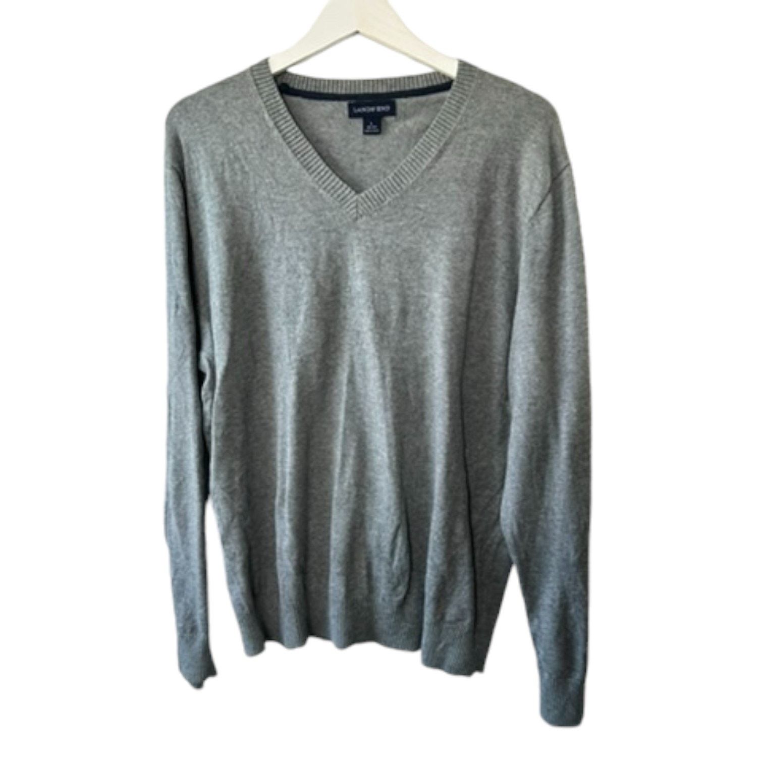 Lands' End Lands End Gray 100% Cotton V-Neck Sweater Men's L 42-44 Size US L / EU 52-54 / 3 - 1 Thumbnail