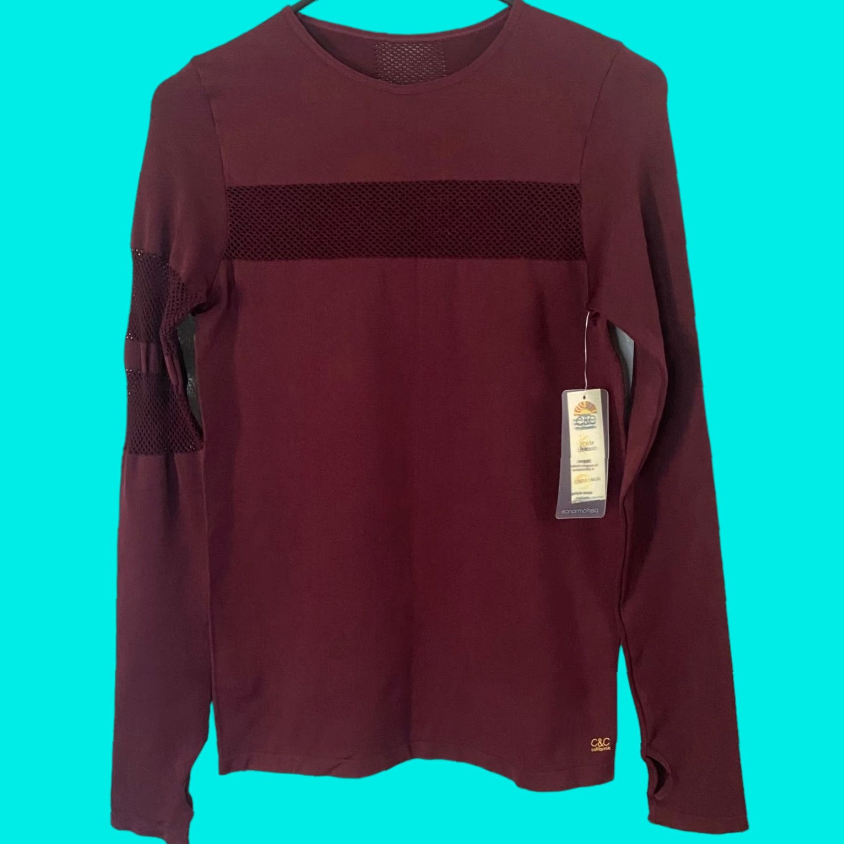 Vintage C&C California Performance Athletic Long Sleeve Shirt Red Women's Small Activewear Size S / US 4 / IT 40 - 1 Thumbnail