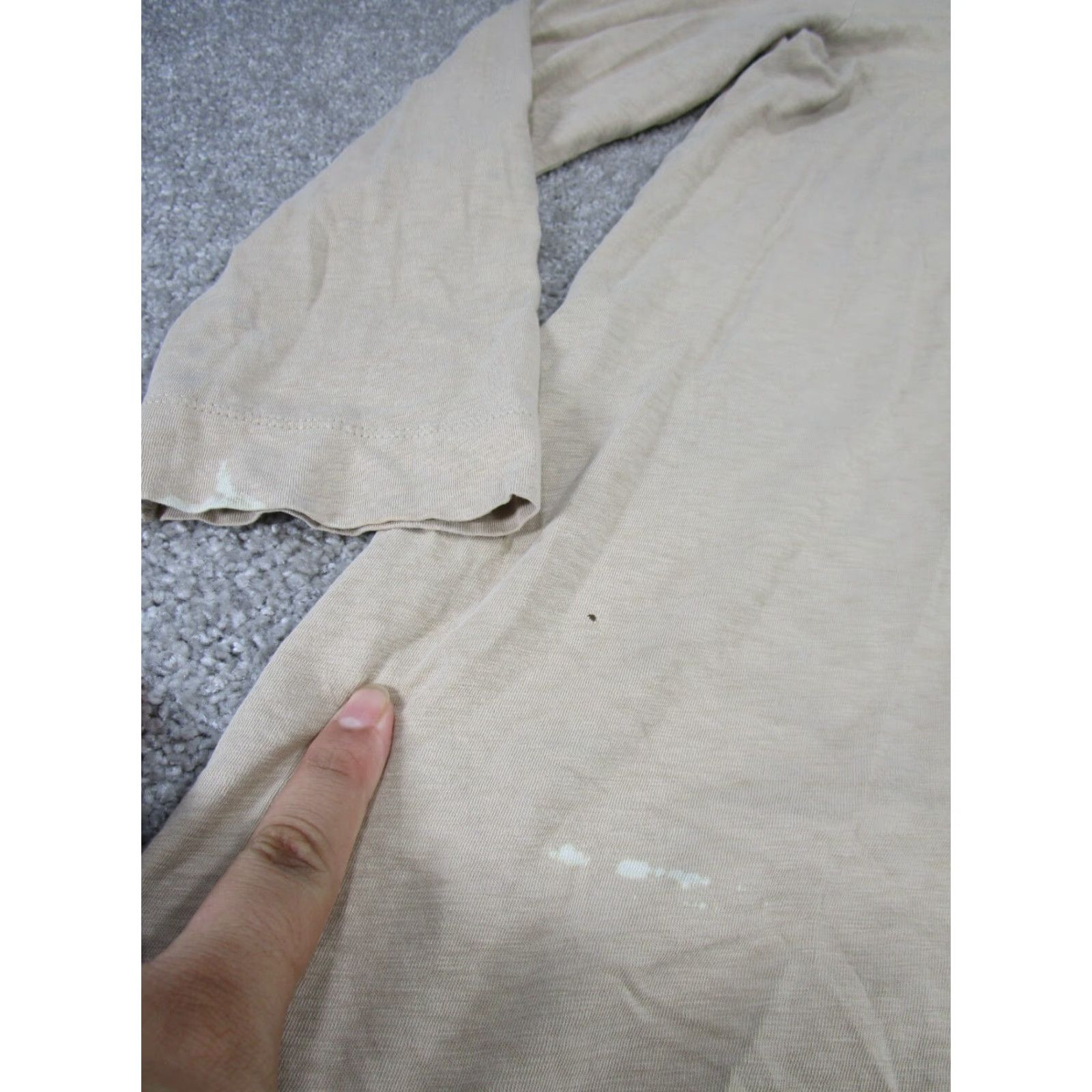 J. Jill J. Jill Shirt Womens L Beige Cotton V Neck Long Sleeve Stains Size L / US 10 / IT 46 - 3 Thumbnail