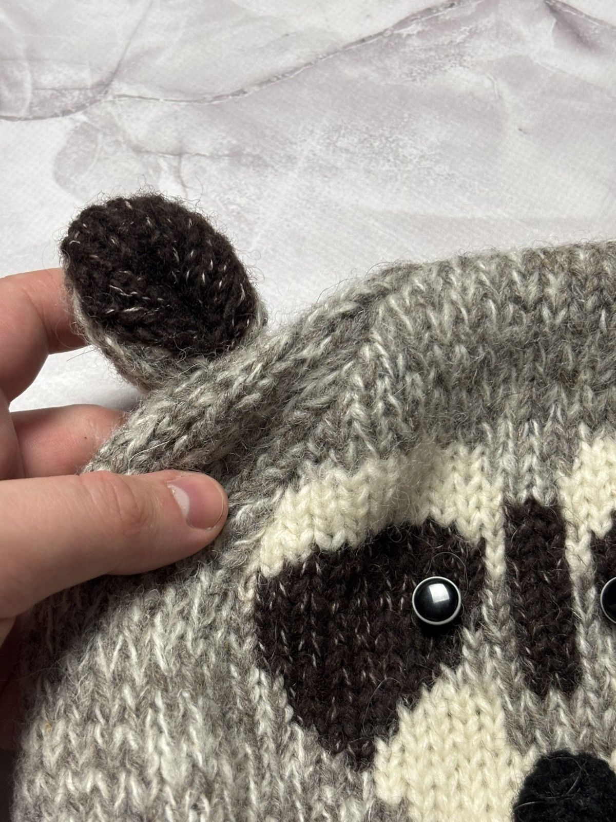 Other deLux Raccoon Knit Beanie Animal Costume Tail Ears One Size Size ONE SIZE - 9 Thumbnail