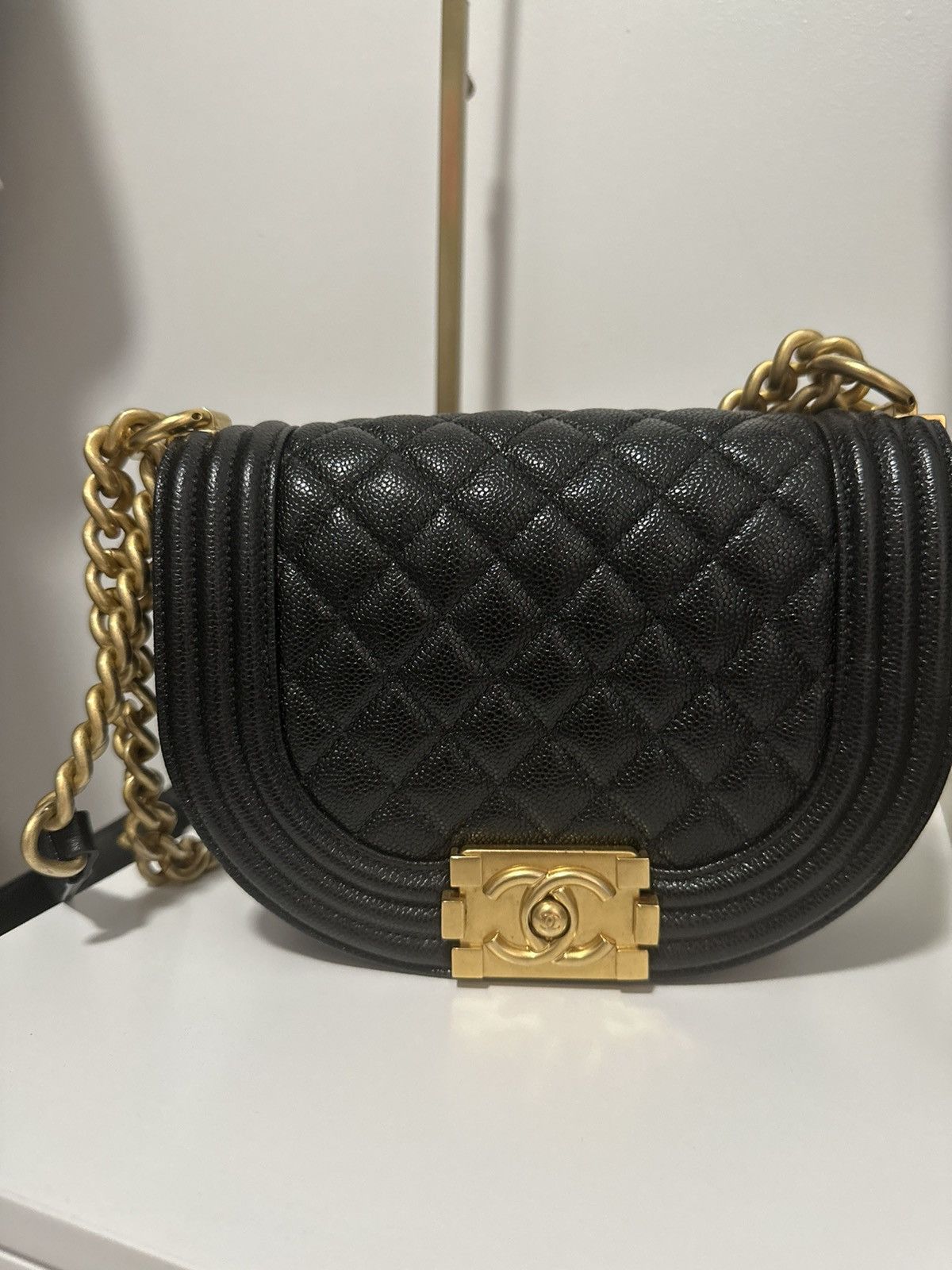image of Chanel Caviar Quilted Boy Messenger Bag Limited Edition in Black, Women's