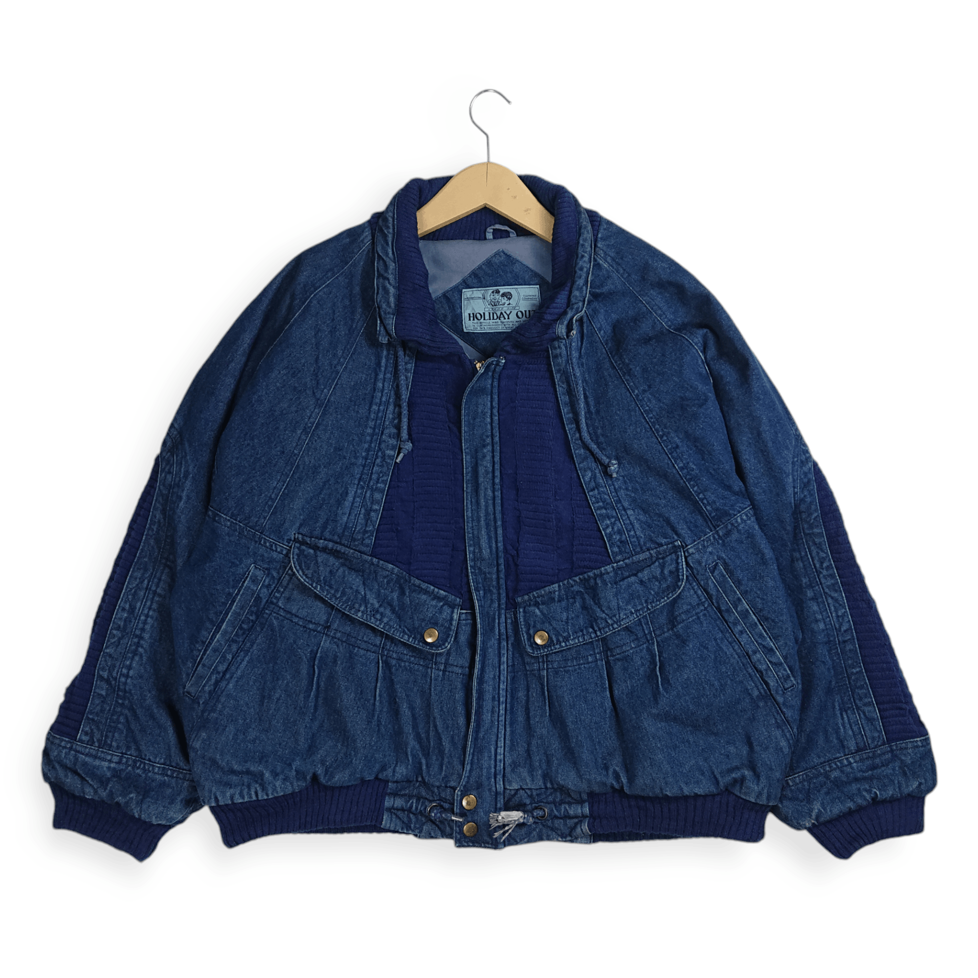 Japanese Brand Vintage Oversize Holiday Out Denim Heavy Flight Jacket Size US XL / EU 56 / 4 - 1 Thumbnail