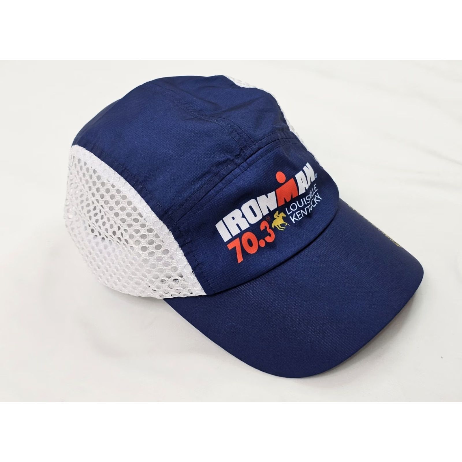Vintage BOCO Gear IRONMAN Running Triathlon Hat Cap Lightweight Perforated Wicking Strap Blue One Size Mens Size ONE SIZE - 5 Thumbnail
