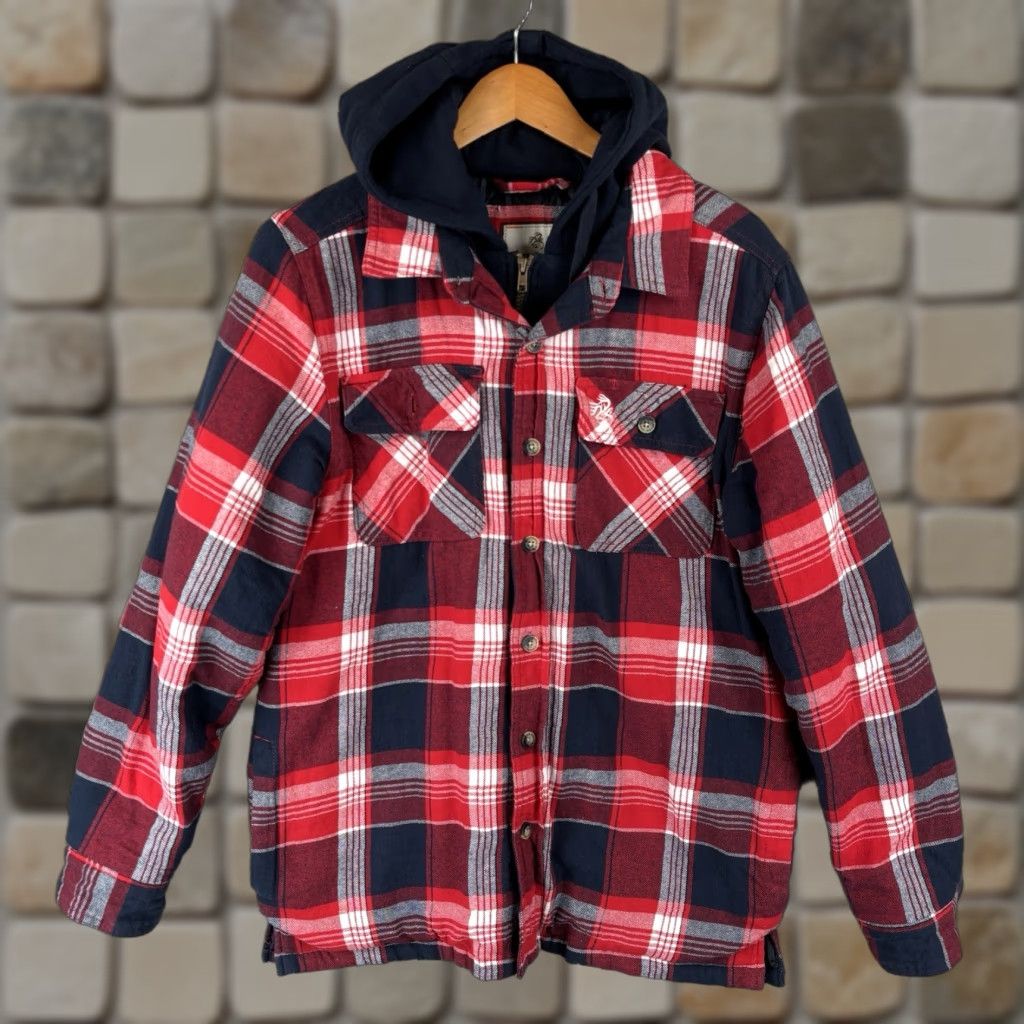 Vintage Legendary Whitetails Shacket Hoodie Shirt Jacket Men M Flannel Red Plaid Heavyweight Vintage N/A Size US M / EU 48-50 / 2 - 1 Thumbnail