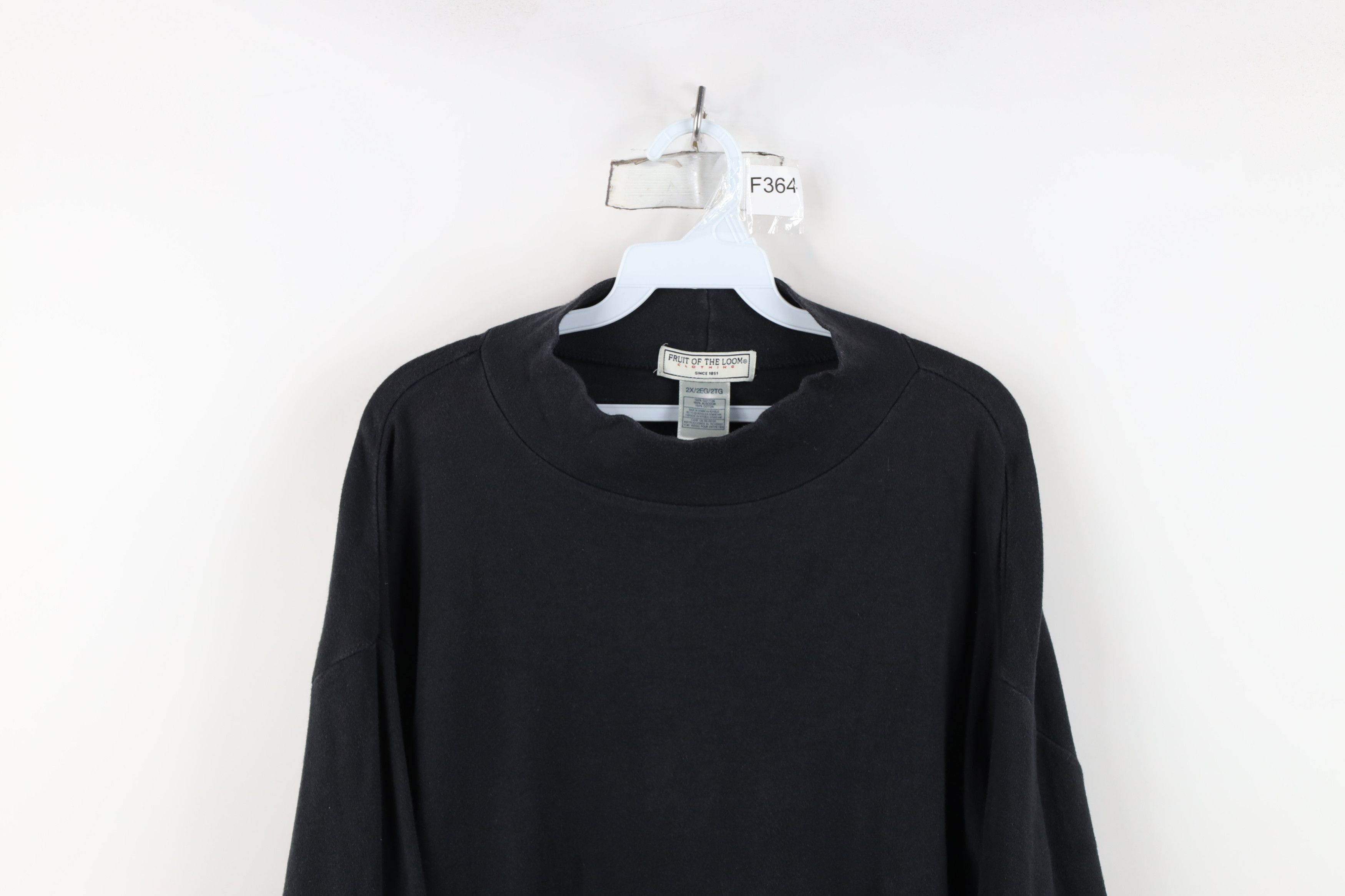 Vintage Vintage 90s Streetwear Boxy Fit Mock Neck T-Shirt Black Size XXL / US 16-18 / IT 52-54 - 2 Thumbnail