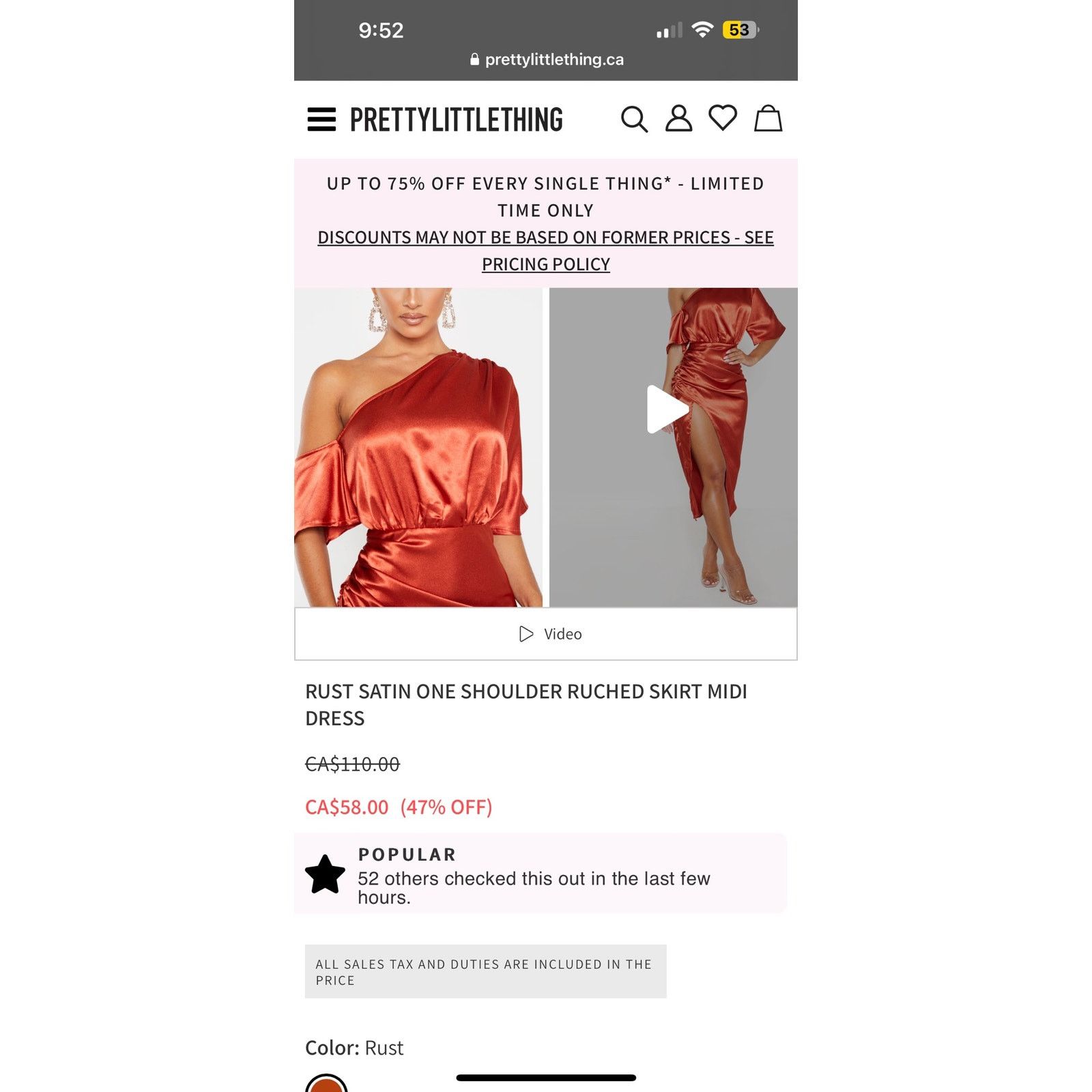 Other Pretty little things,NWT RUST SATIN DRESS S 12 Size XL / US 12-14 / IT 48-50 - 15 Thumbnail