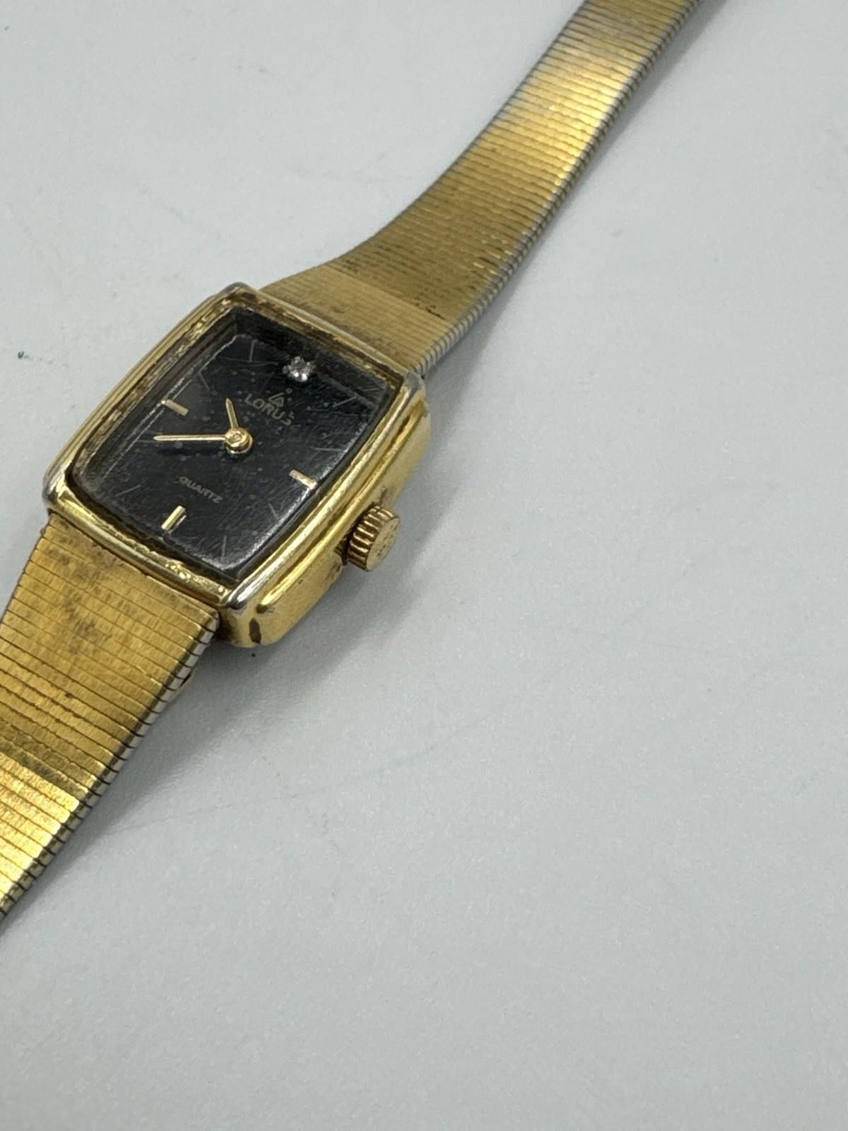 Lotus Shoes Vtg Lorus Watch Women V232-5490 16mm Gold Tone Black Dial Size ONE SIZE - 7 Thumbnail