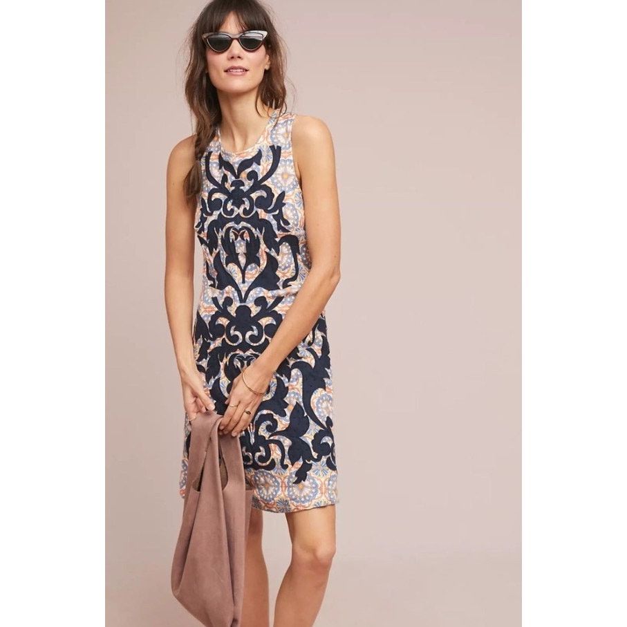 Anthropologie Vanessa Virginia Linen Blend Embroidered Owen Shift Dress 0 Size XS / US 0-2 / IT 36-38 - 1 Thumbnail