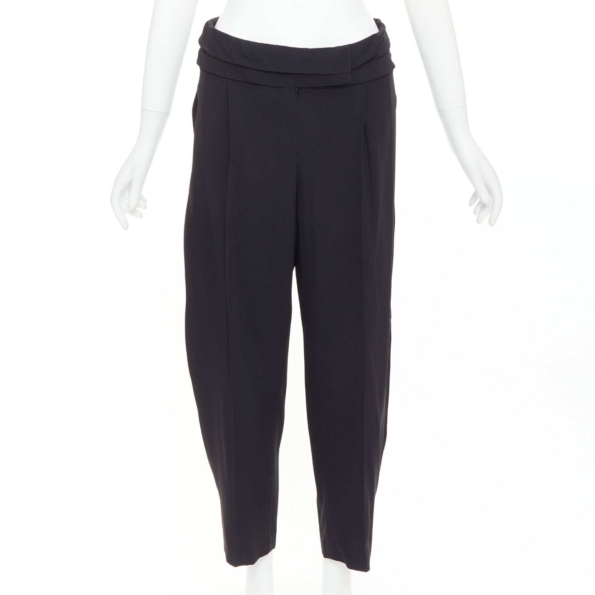 Alexander McQueen ALEXANDER MCQUEEN black cummerbund waistband tapered cropped trousers IT40 S Size 27" / US 4 / IT 40 - 1 Thumbnail