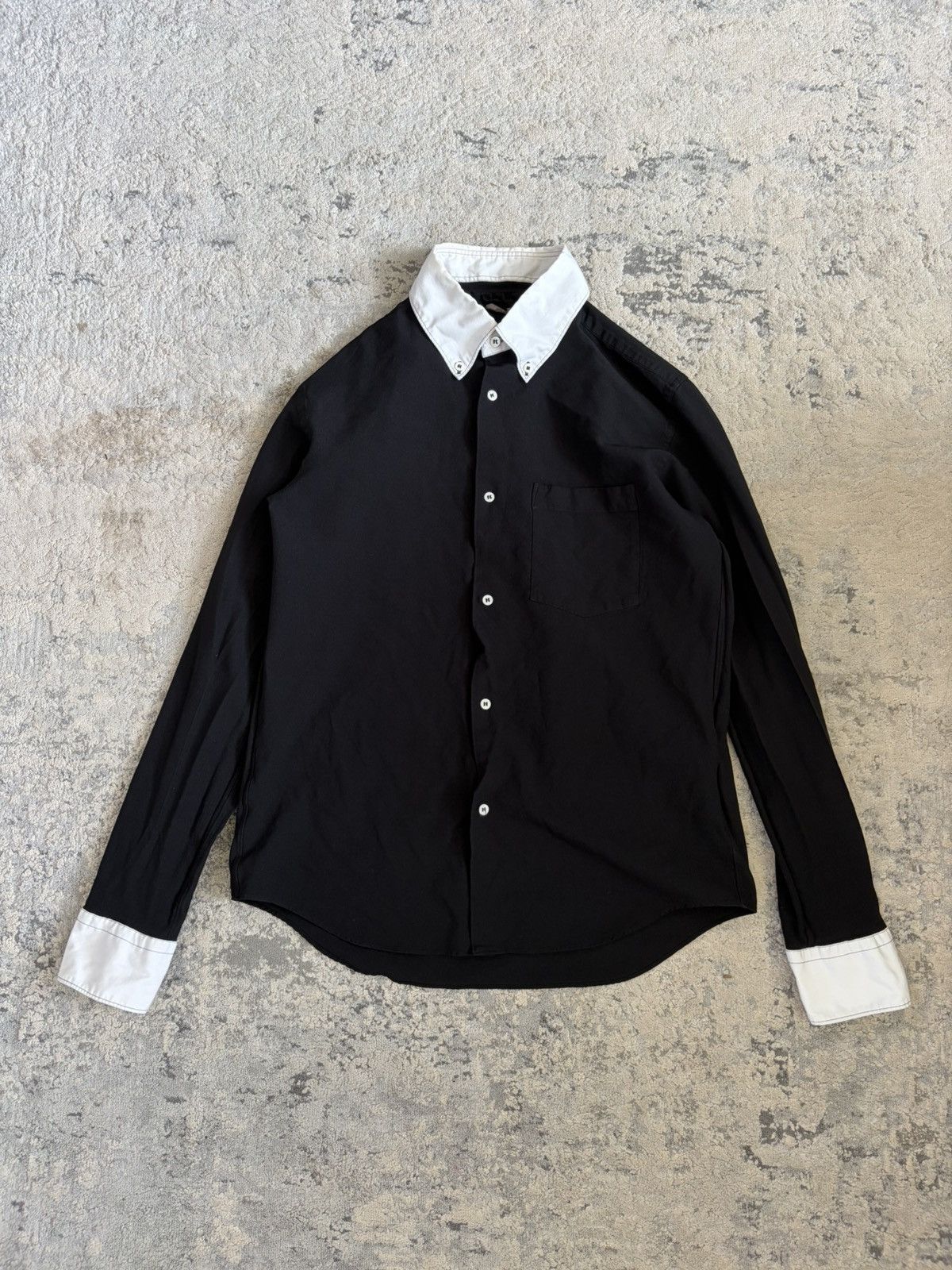 Comme des Garcons Homme Deux Contrast White and Black Button Up Shirt Size US XS / EU 42 / 0 - 1 Thumbnail