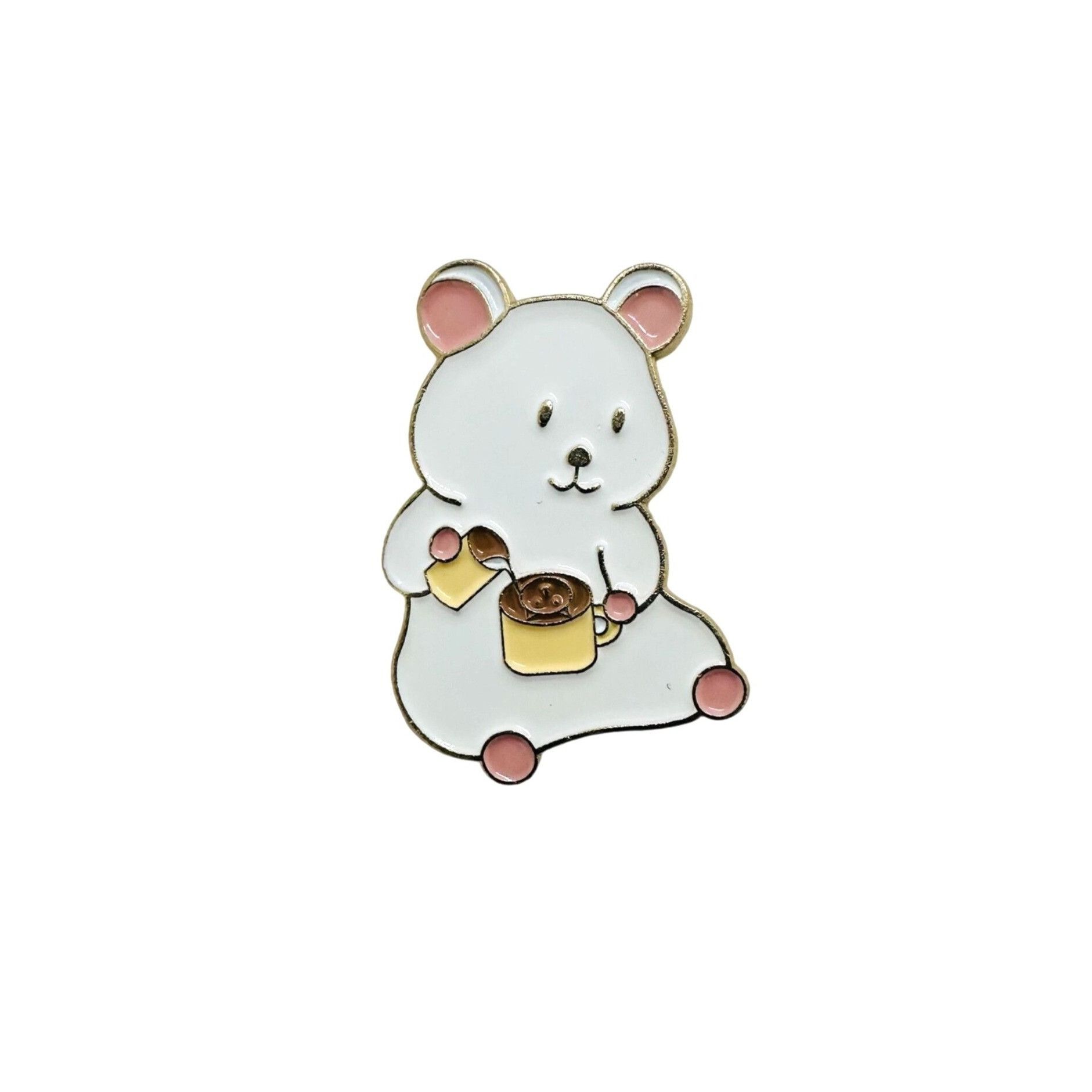 Other ⭐Enamel Pins Brooches Cartoon White Bear Drinking Coffe Badg Size ONE SIZE - 4 Thumbnail