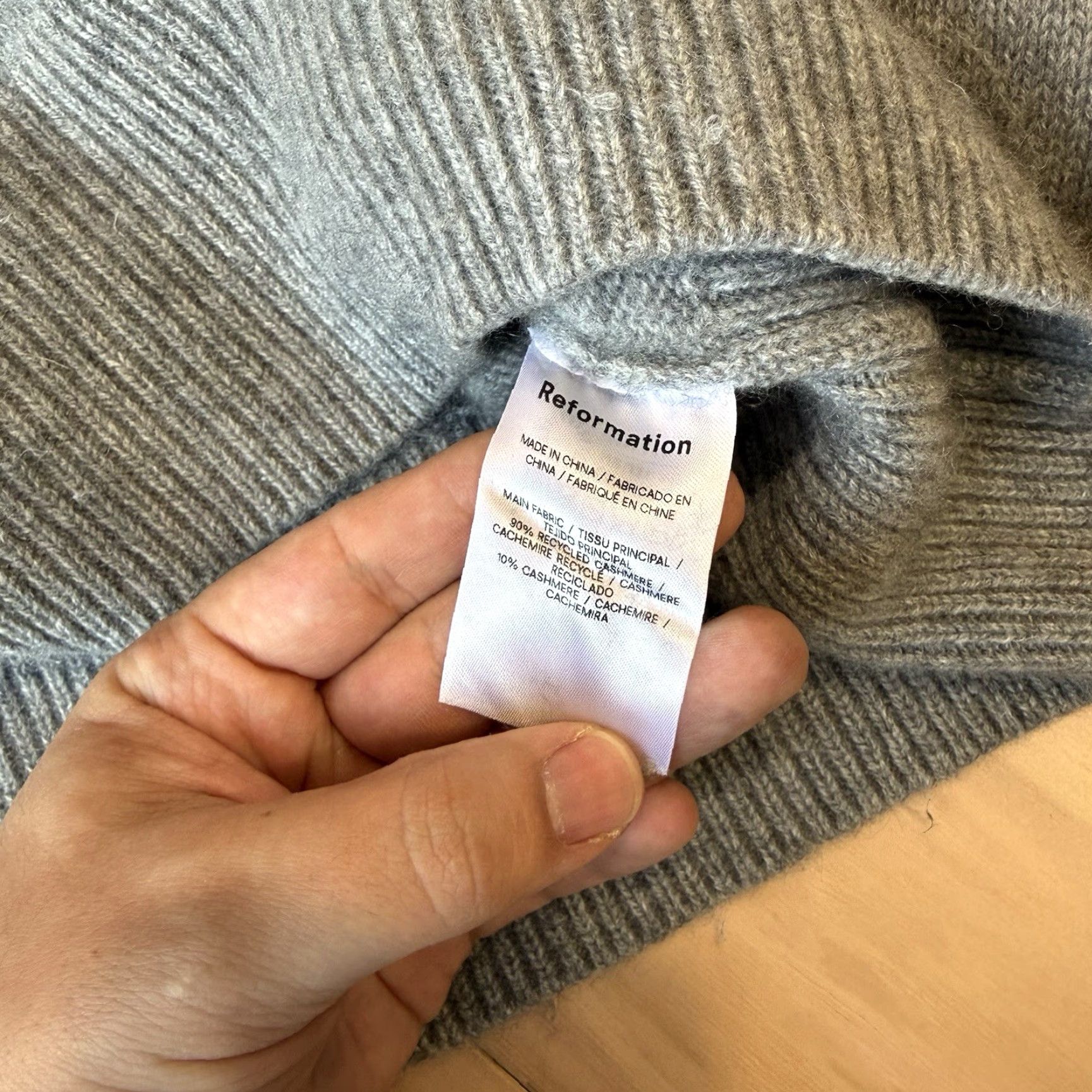 Reformation Reformation Garrett Cashmere Cropped Sweater Women's L Gray Turtleneck Pullover Size L / US 10 / IT 46 - 6 Thumbnail