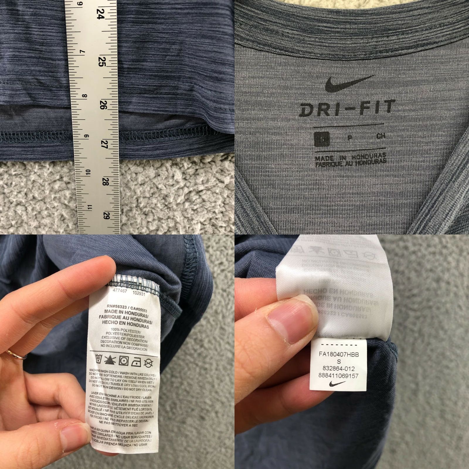 Nike Nike Dri-Fit Shirt Mens S Short Sleeve Gray Active T-Shirt Crewneck Pullover Running Gym Athletic Breathable Moisture-Wicking Size US S / EU 44-46 / 1 - 8 Thumbnail