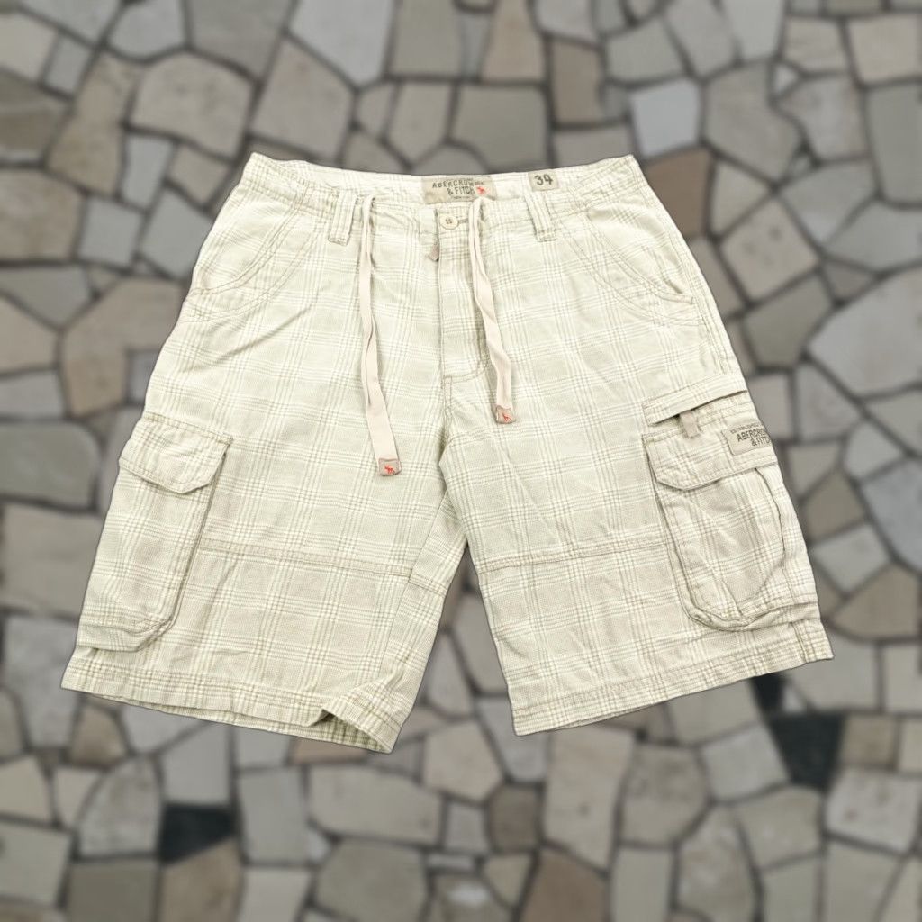 Abercrombie & Fitch VINTAGE Abercrombie & Fitch Cargo Shorts 34 Beige Plaid Drawstring Outdoor Mens Y2K Size US 34 / EU 50 - 1 Thumbnail