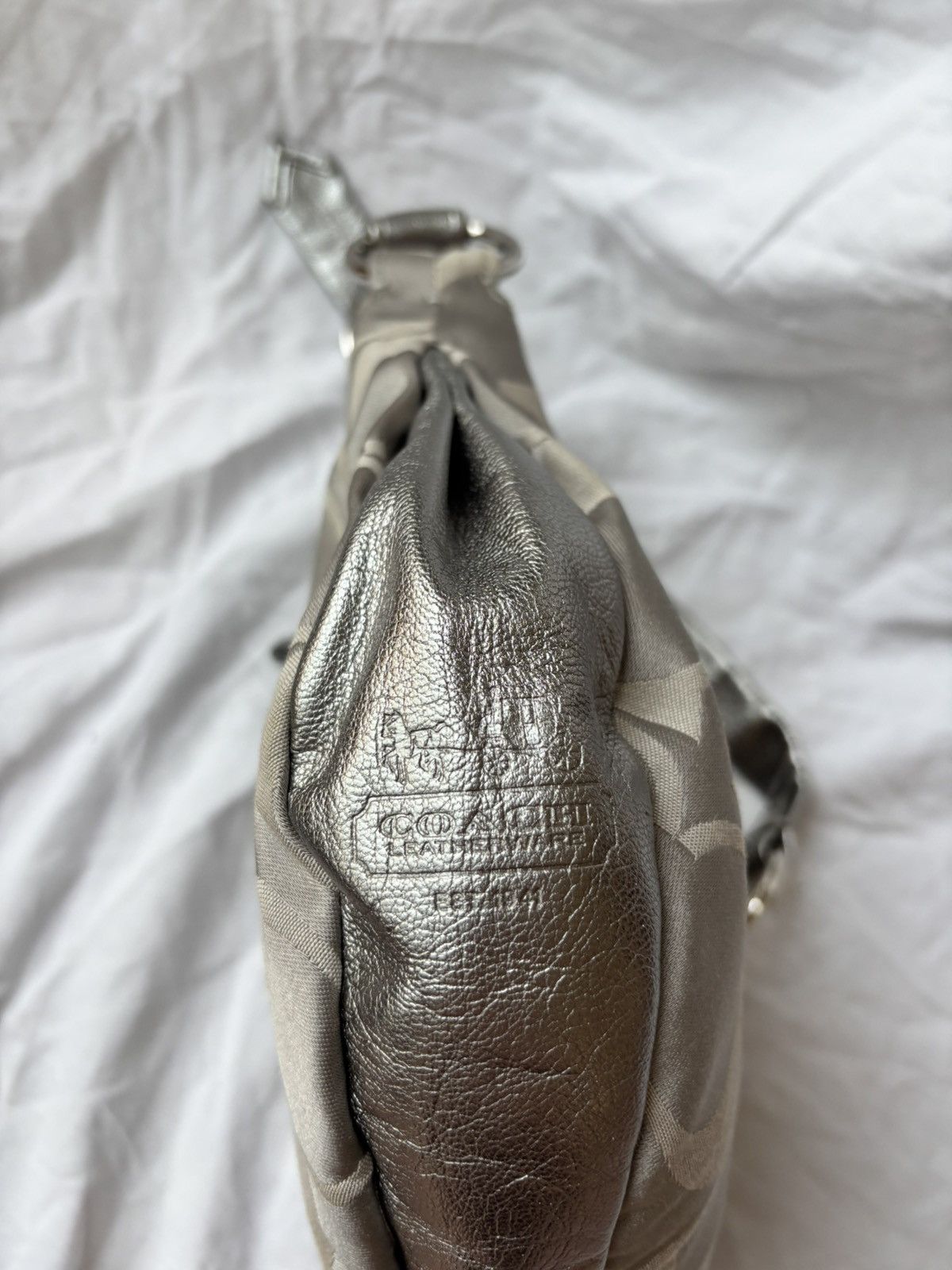 Coach Vintage Coach Metallic Signature Hobo Shoulder Bag Silver Size ONE SIZE - 5 Thumbnail