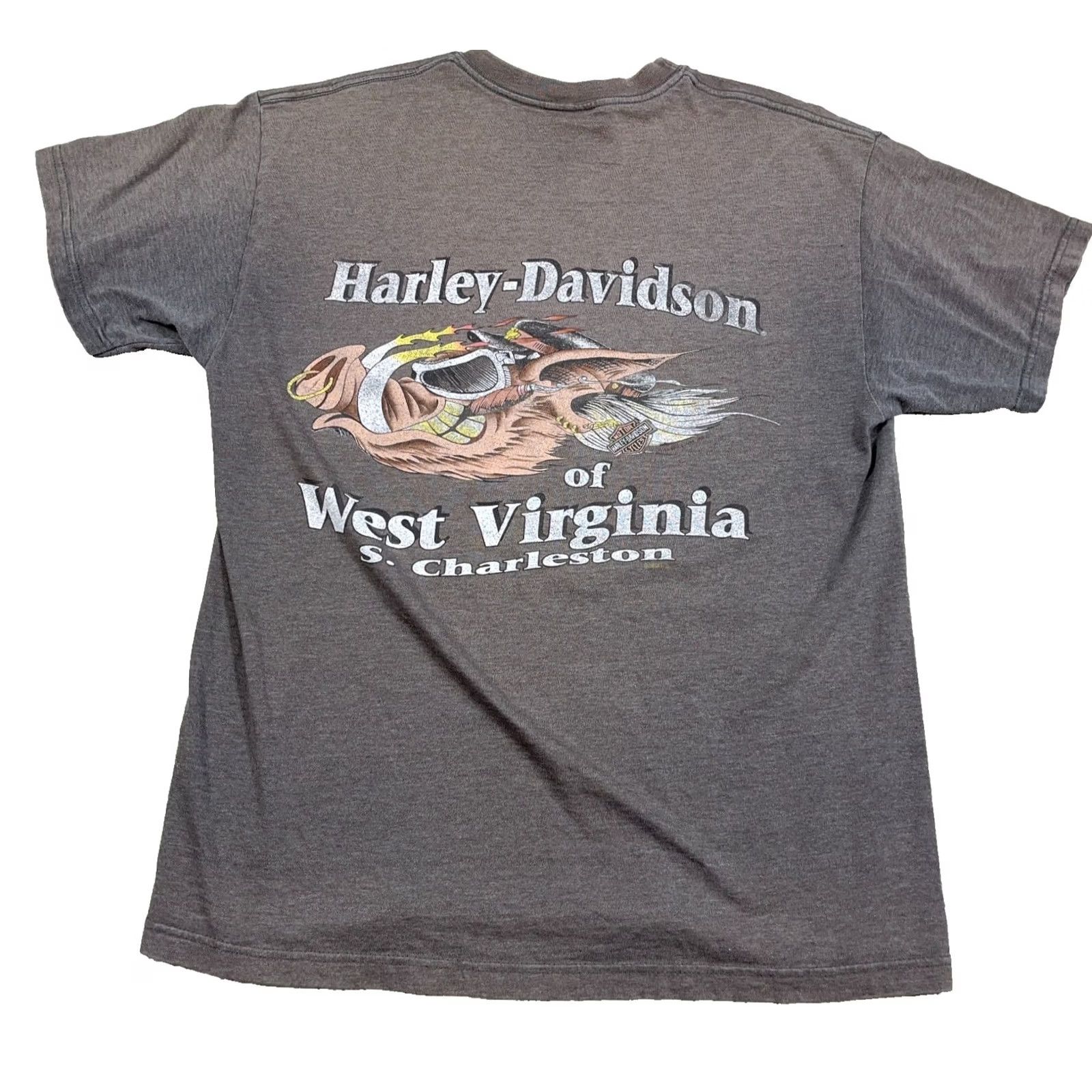 Harley Davidson Vintage Harley-Davidson Shirt Men L Gray Sun Faded Hog Pig Grunge Worn Grunge Logo 80s Retro Biker USA Short Sleeve Crew Neck T-Shirt Cotton Jersey Size US L / EU 52-54 / 3 - 2 Thumbnail