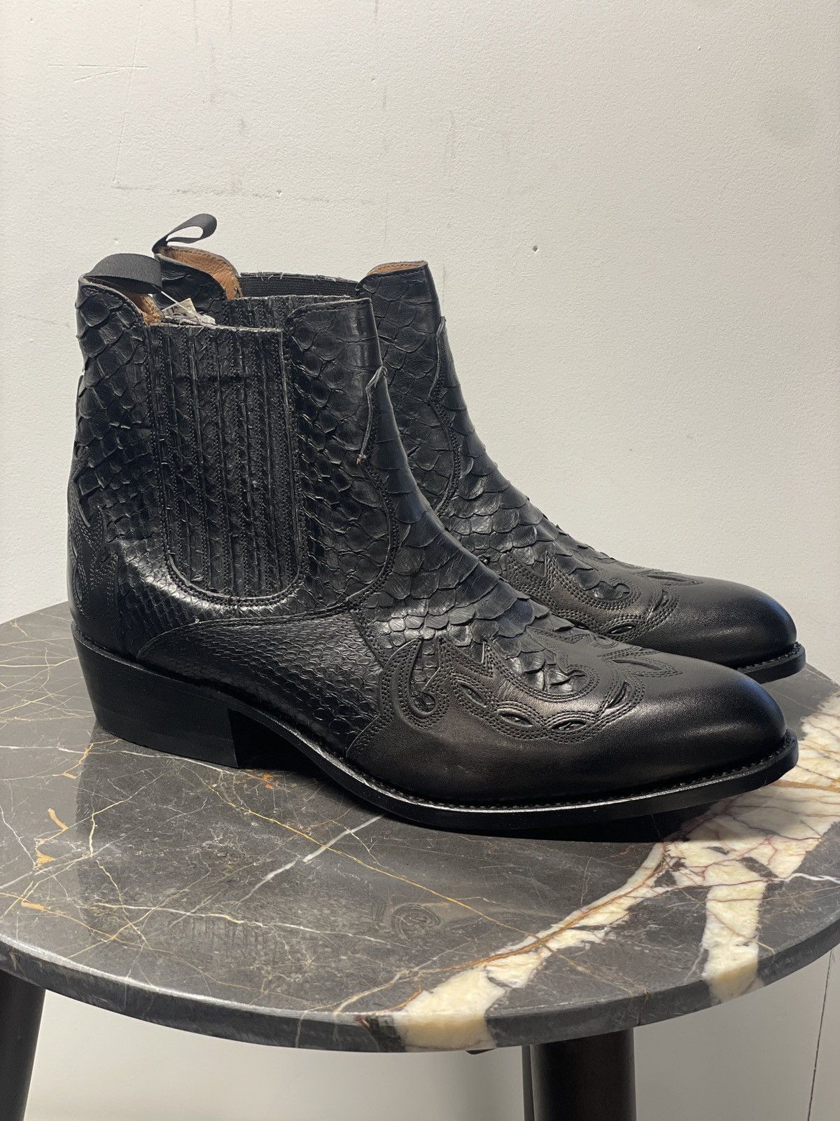 Sancho Boots Real Python Saba 6152 Black Leather Chelsea Boots Genuine Size US 13 / EU 46 - 1 Thumbnail