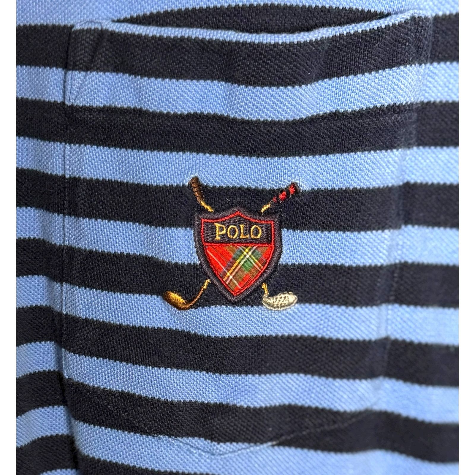 Polo Ralph Lauren Vintage Polo Golf Ralph Lauren XXL Striped Blue Shirt Crest Size US XXL / EU 58 / 5 - 5 Thumbnail