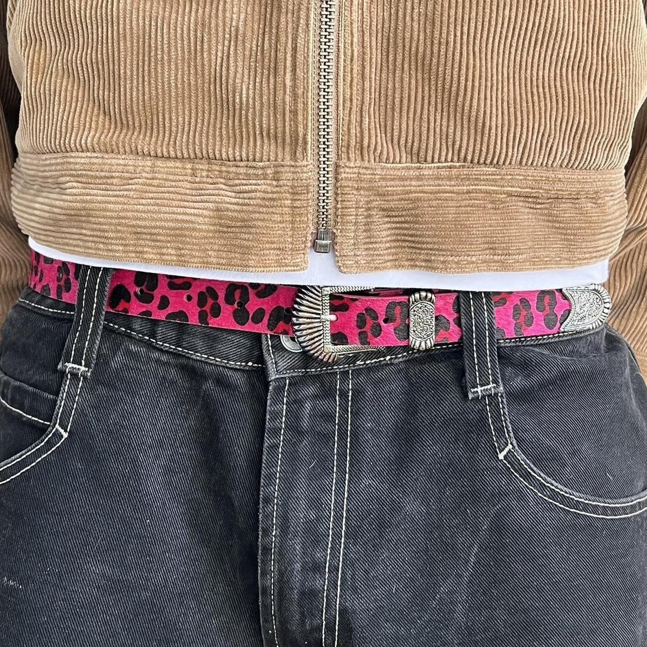 Japanese Brand y2k style pink cheetah fur american western design belt Size ONE SIZE - 4 Thumbnail