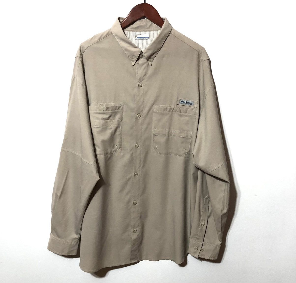 image of Classic Columbia Fishing Button Shirt Performance Pfg in Beige, Men's (Size 2XL)