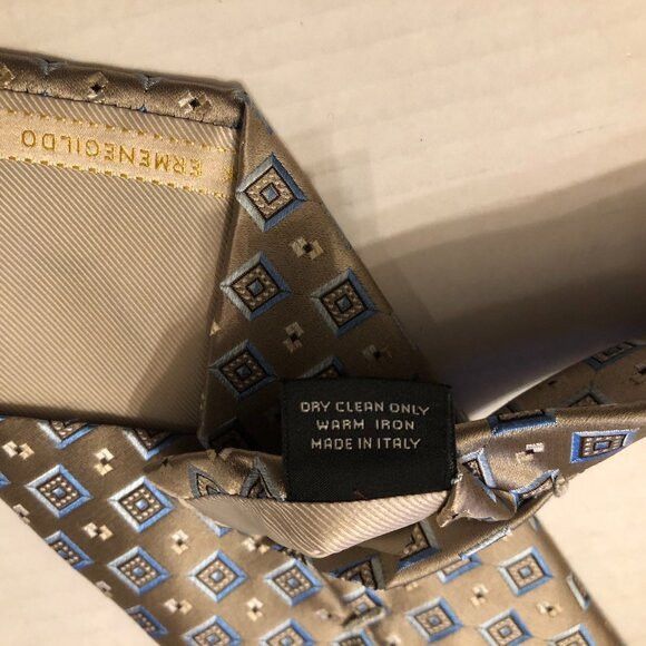 Ermenegildo Zegna ERMENEGILDO ZEGNA MEN'S NEW TAN 100%SILK TIE 3 1/2" X 59" Size ONE SIZE - 5 Thumbnail