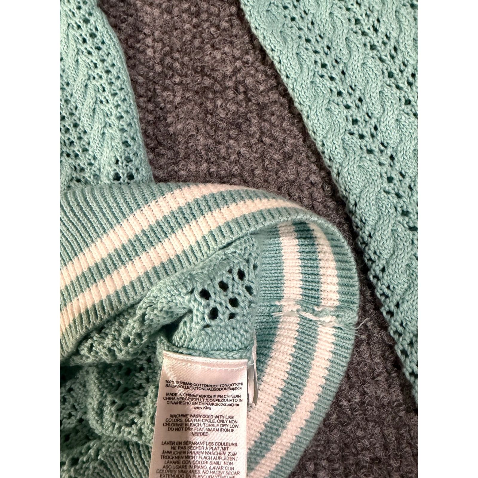 Brooks Brothers Brooks Brothers Sweater Womens M Blue Cable-Knit V-Neck Preppy Pullover Knit Cotton Regular Sleeve Long Size M / US 6-8 / IT 42-44 - 4 Thumbnail