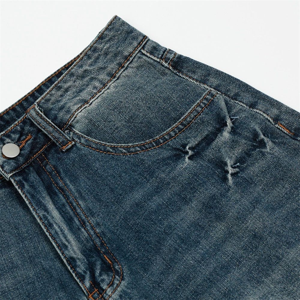 Jean Men's punk street distressed washed cracked denim shorts Size US 32 / EU 48 - 3 Thumbnail