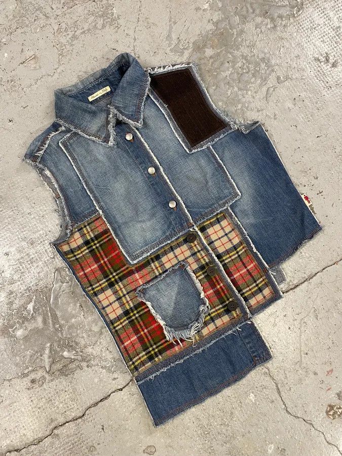 Jean Paul Gaultier 2000s Jean Paul Gaultier Asymmetrical Patchwork Wool Denim Jacket Size S / US 4 / IT 40 - 5 Thumbnail