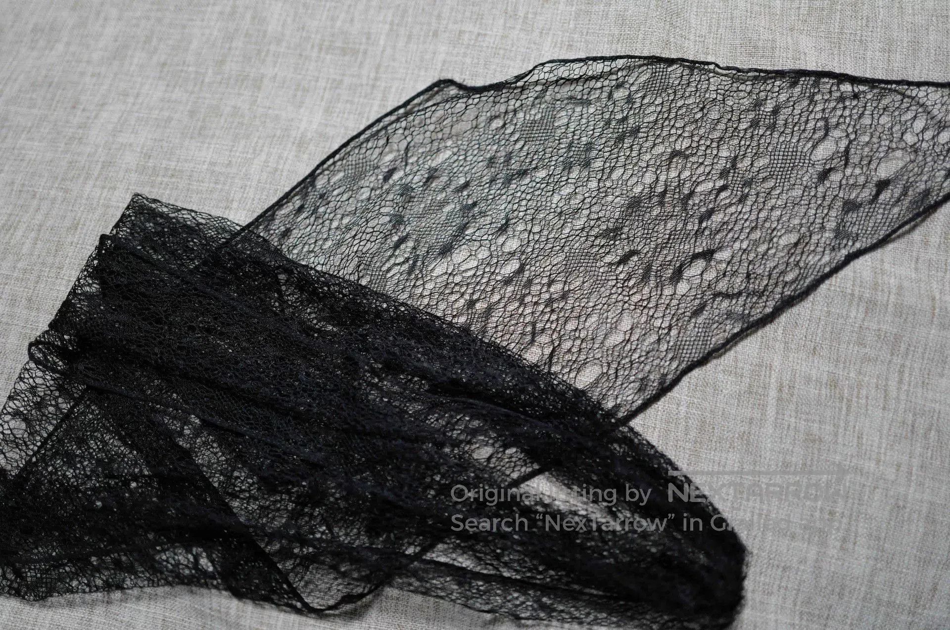 Saint Laurent Paris Saint Laurent Black Lace Bow Tie Scarf. Size ONE SIZE - 2 Thumbnail